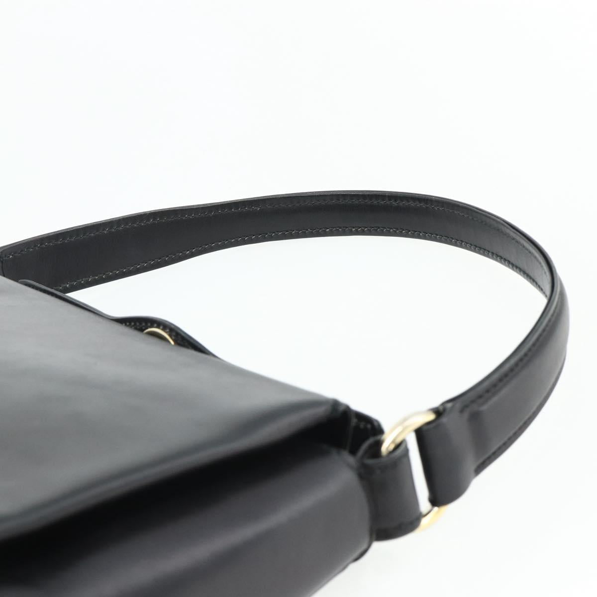GUCCI Hand Bag Leather Black Gold