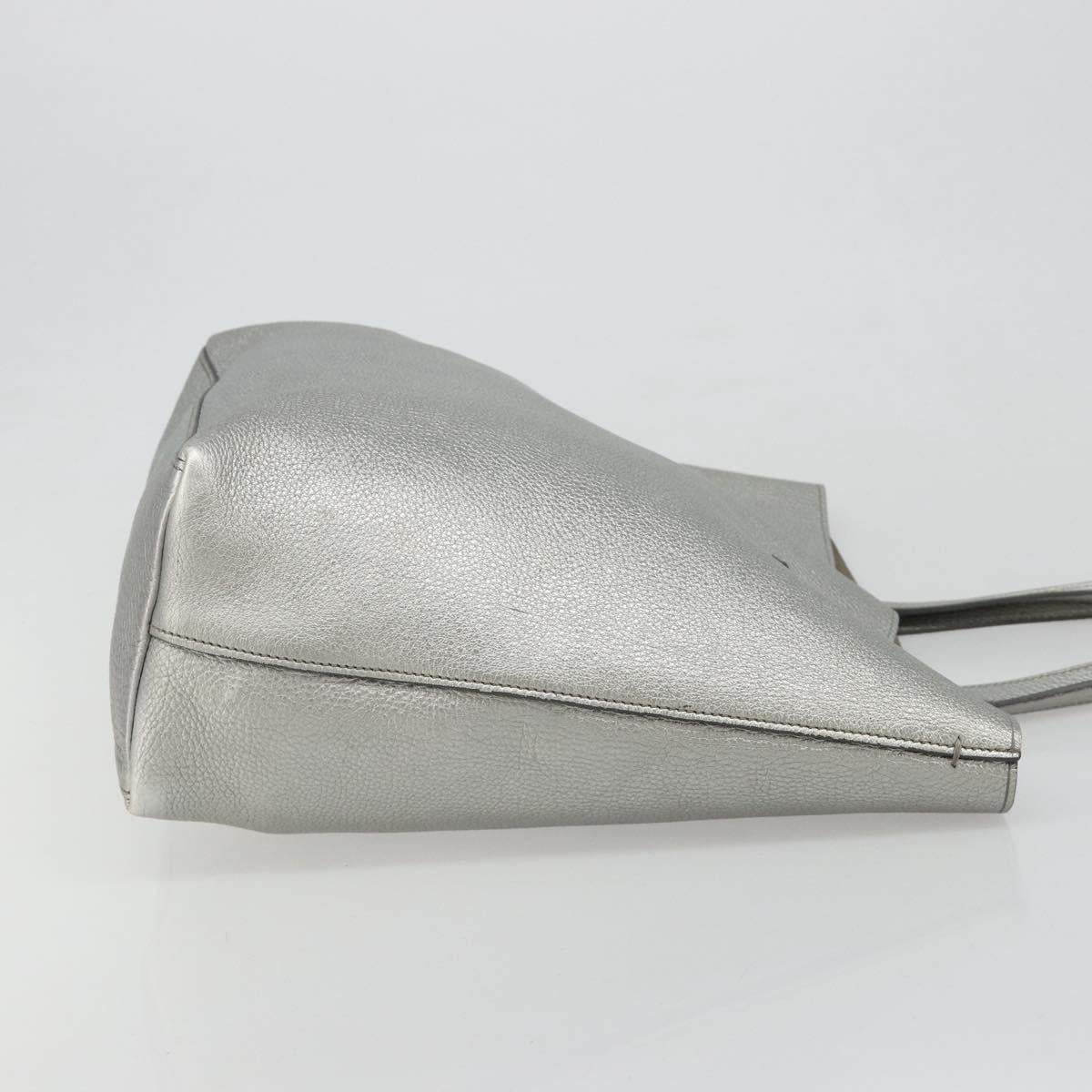 PRADA Tote Bag Leather Silver