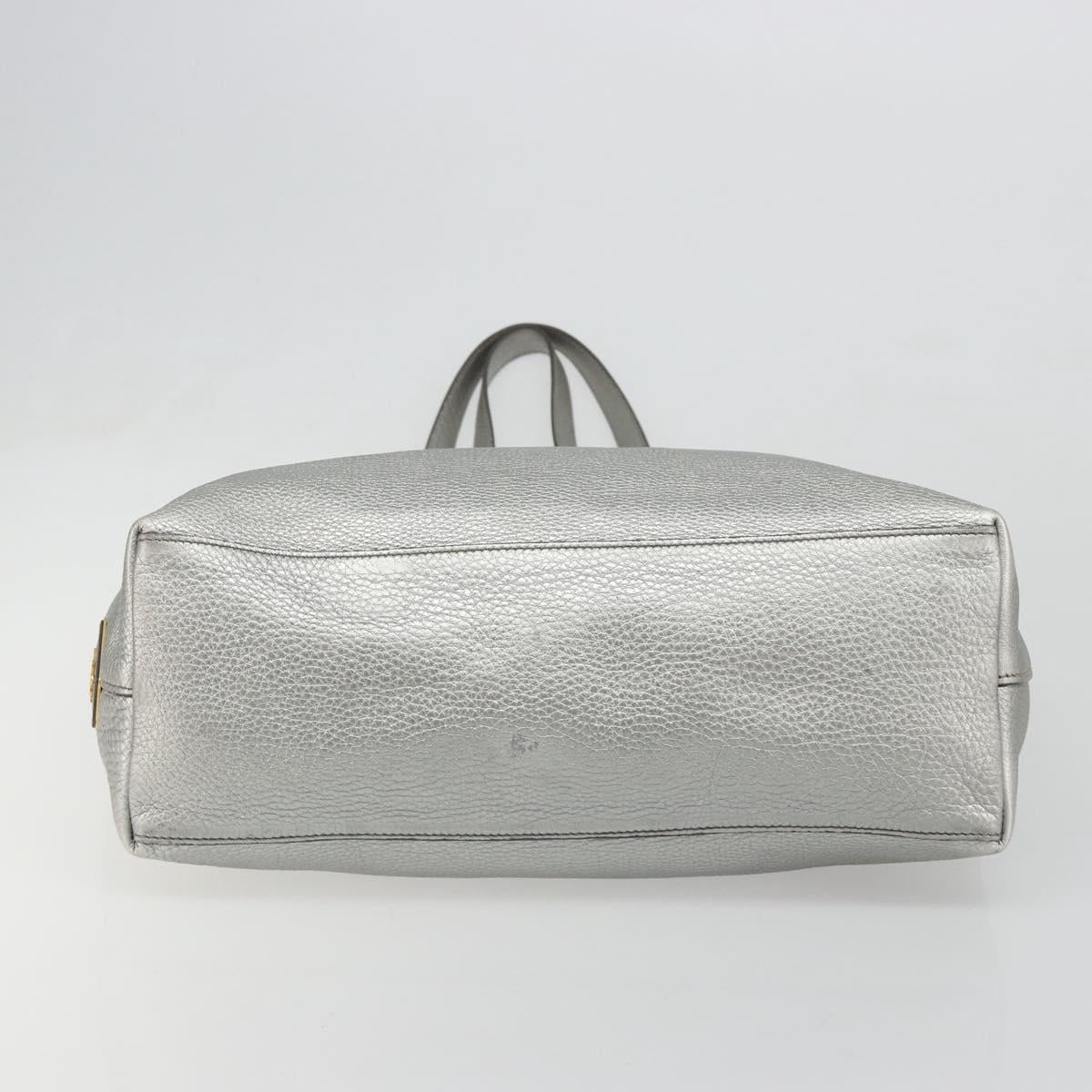 PRADA Tote Bag Leather Silver