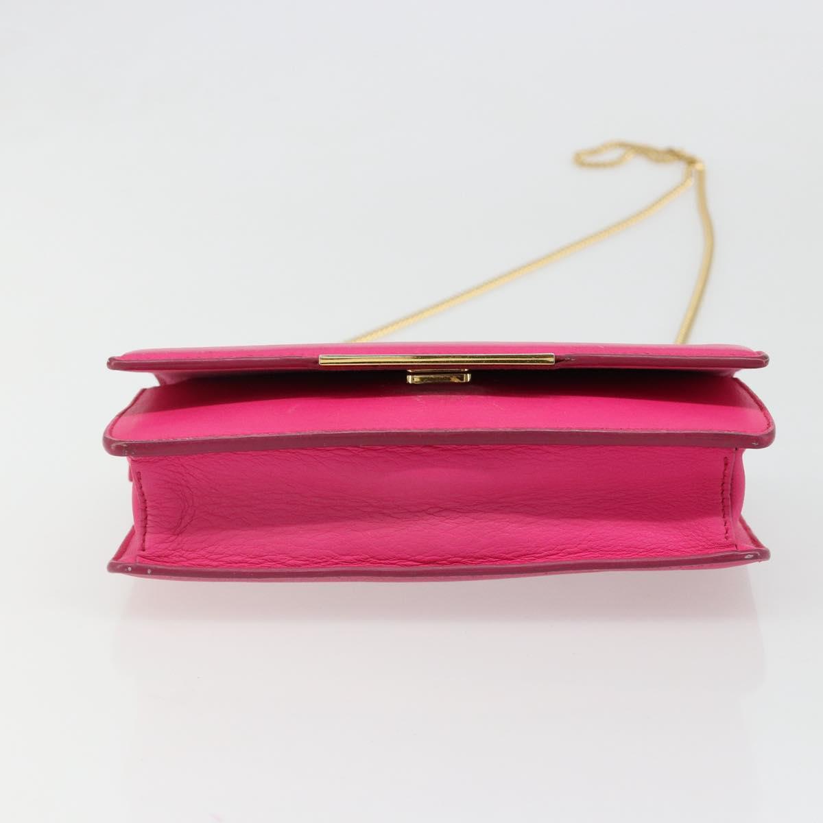 FENDI Chain Shoulder Bag Leather Pink Gold