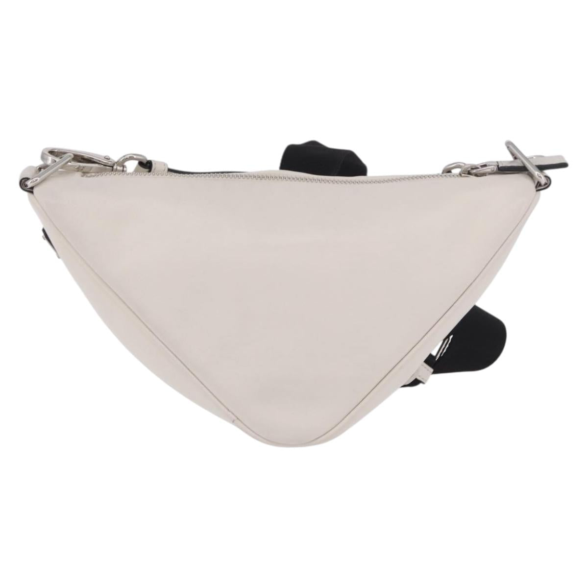 PRADA Shoulder Bag Leather White Silver