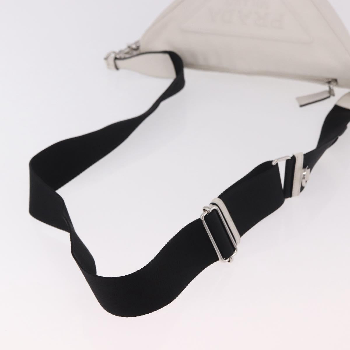 PRADA Shoulder Bag Leather White Silver