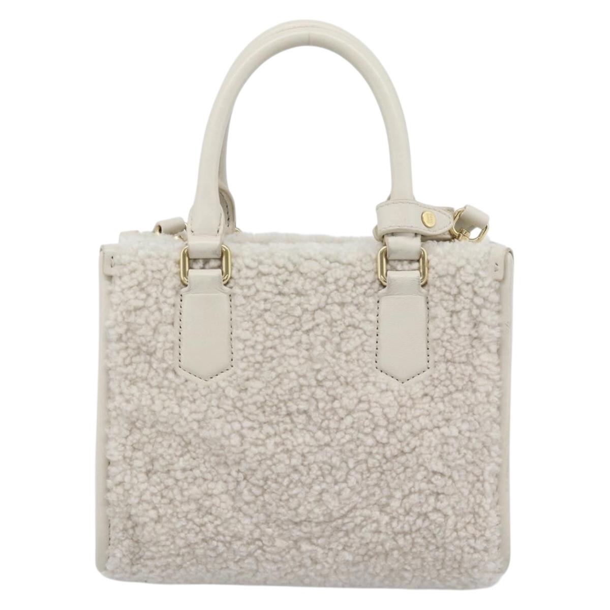 Miu Miu Hand Bag Shearing 2way White Gold