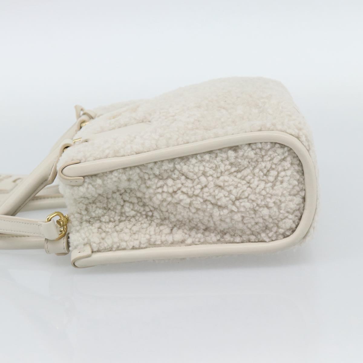 Miu Miu Hand Bag Shearing 2way White Gold