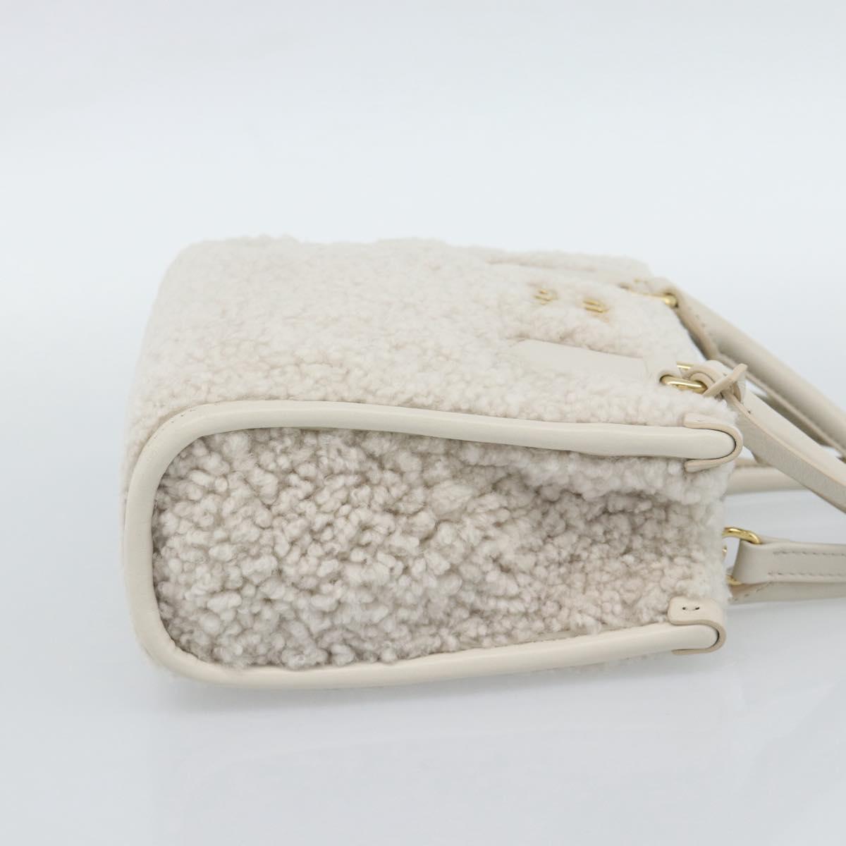 Miu Miu Hand Bag Shearing 2way White Gold