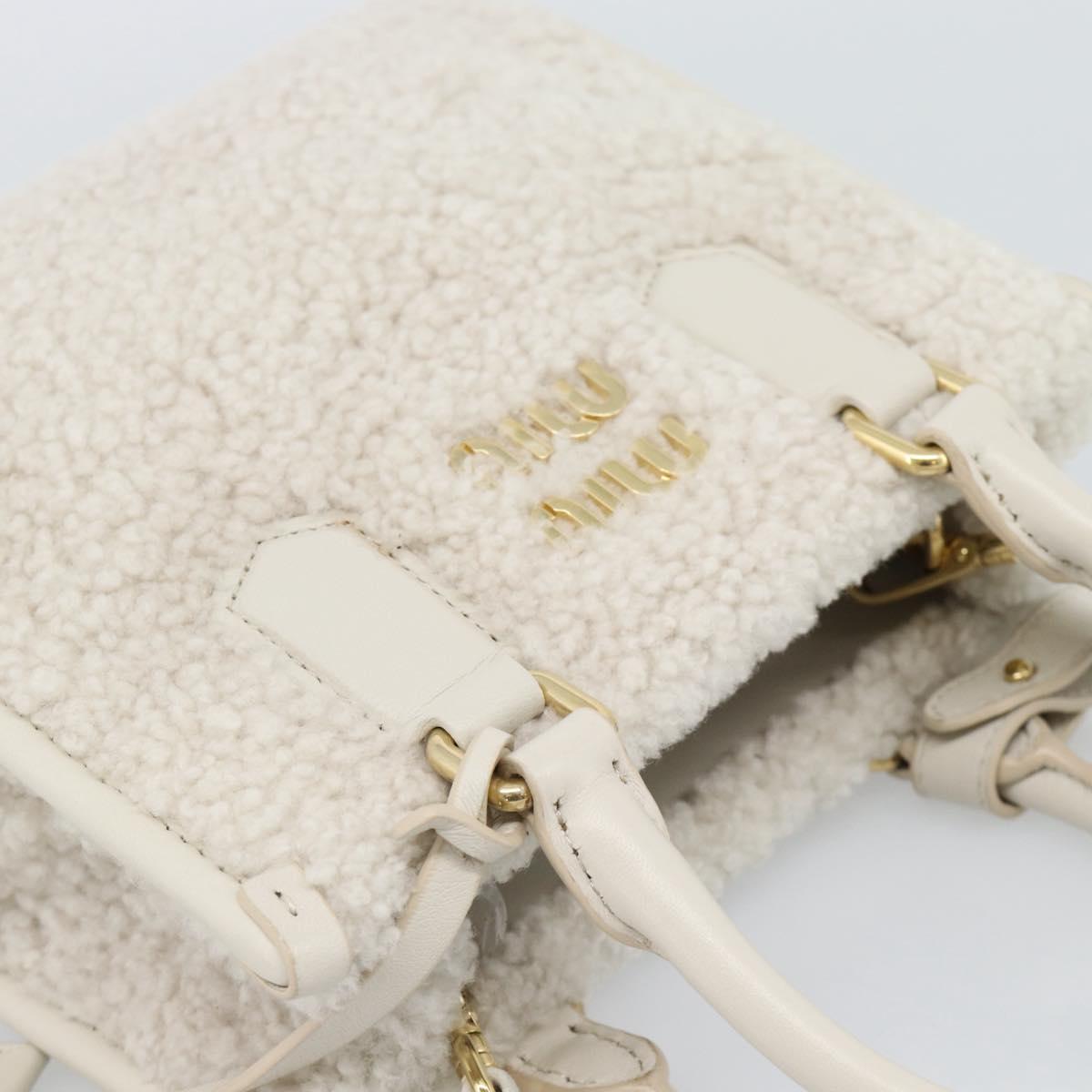 Miu Miu Hand Bag Shearing 2way White Gold