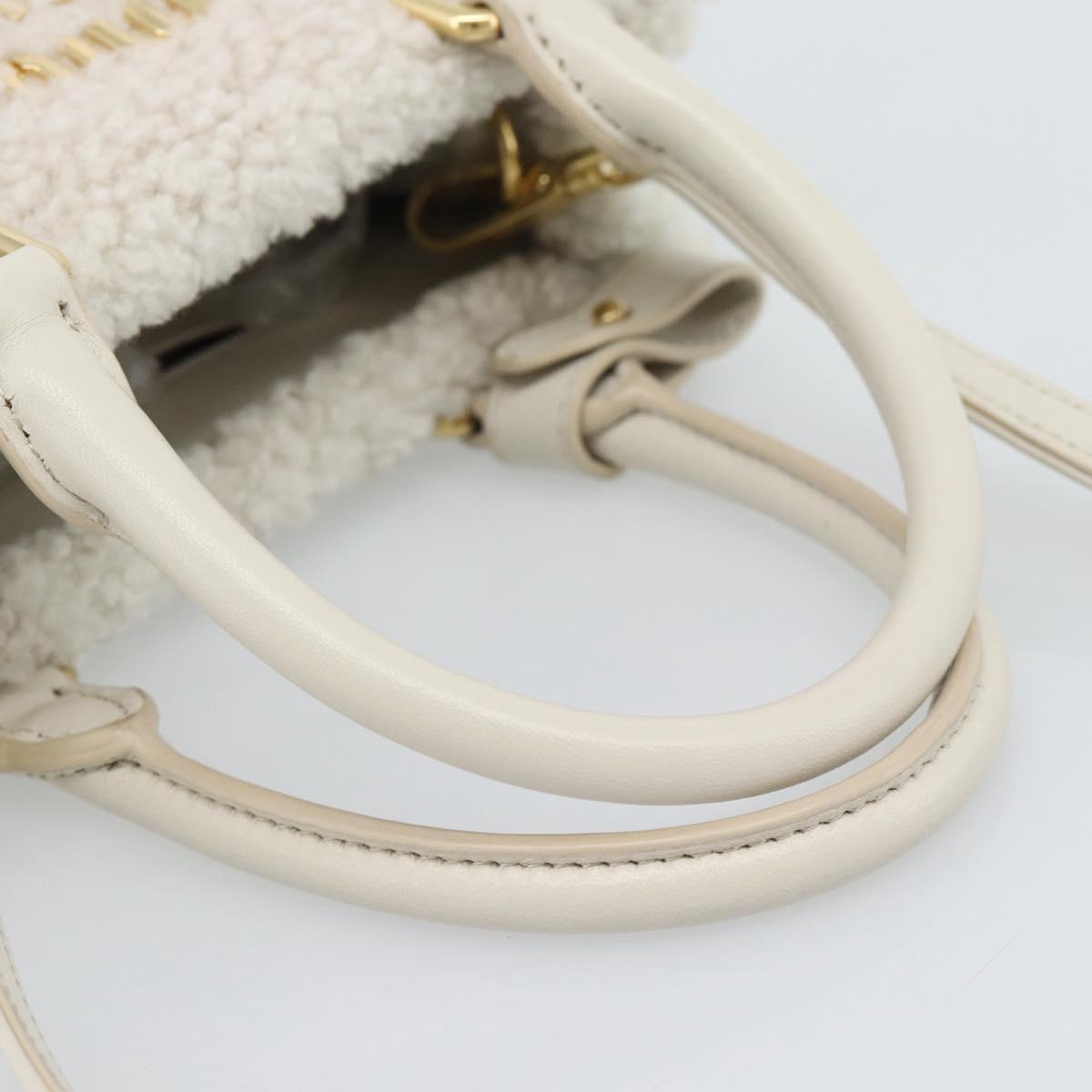 Miu Miu Hand Bag Shearing 2way White Gold