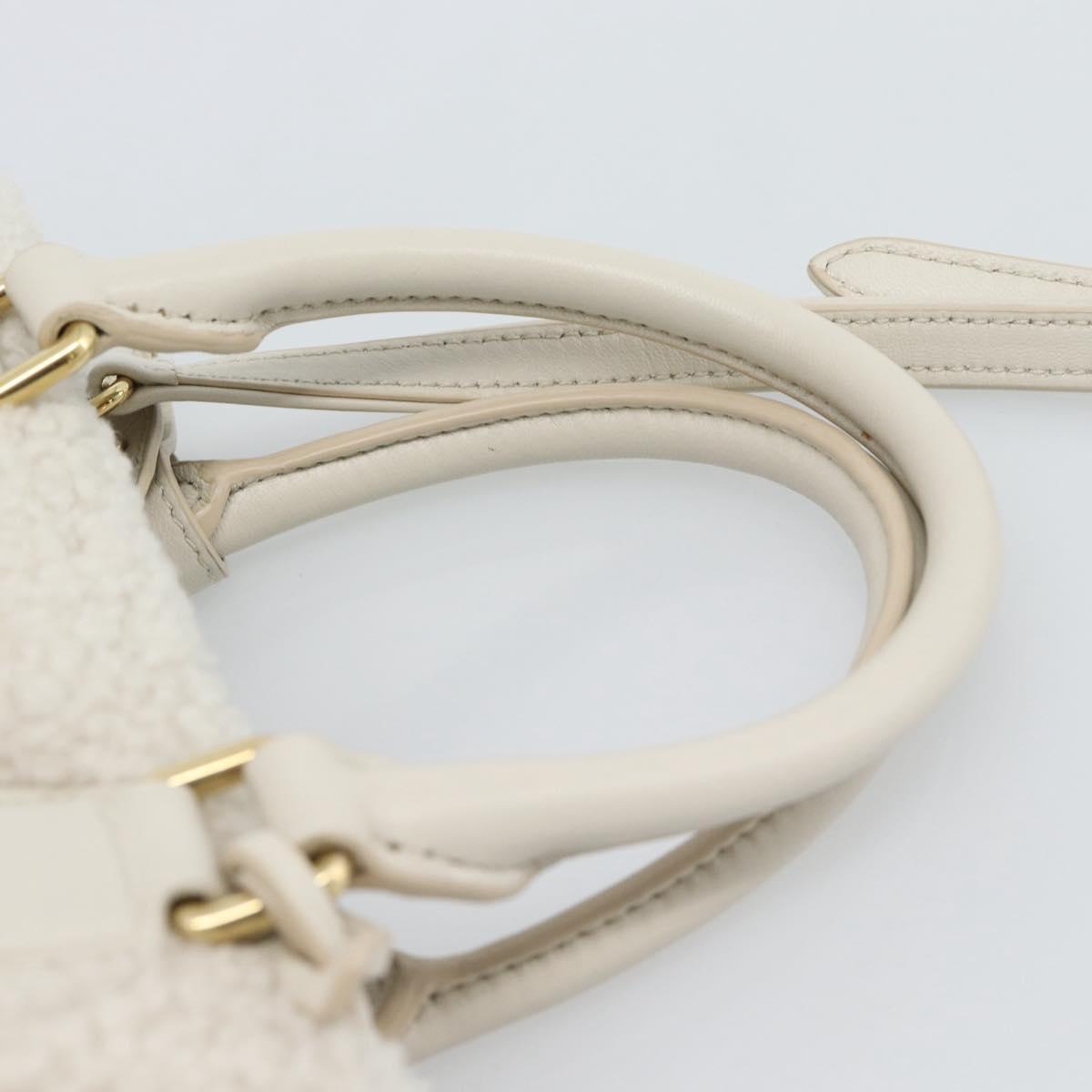 Miu Miu Hand Bag Shearing 2way White Gold
