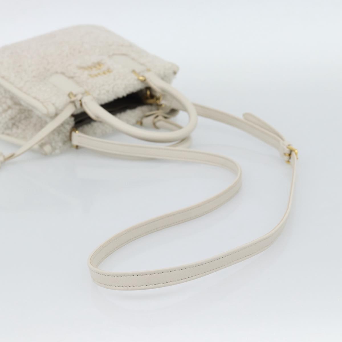 Miu Miu Hand Bag Shearing 2way White Gold
