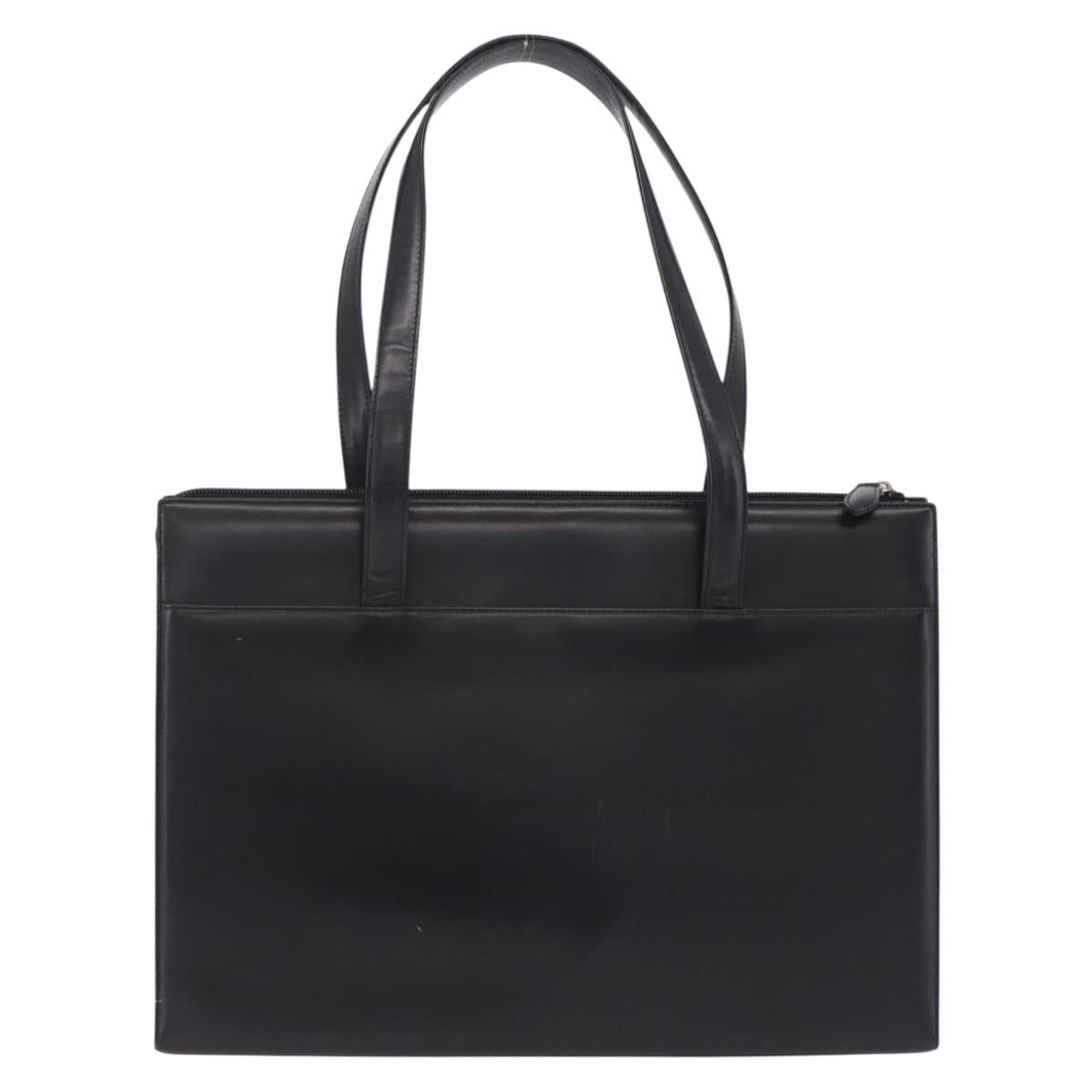 BURBERRY Tote Bag Leather Black Silver