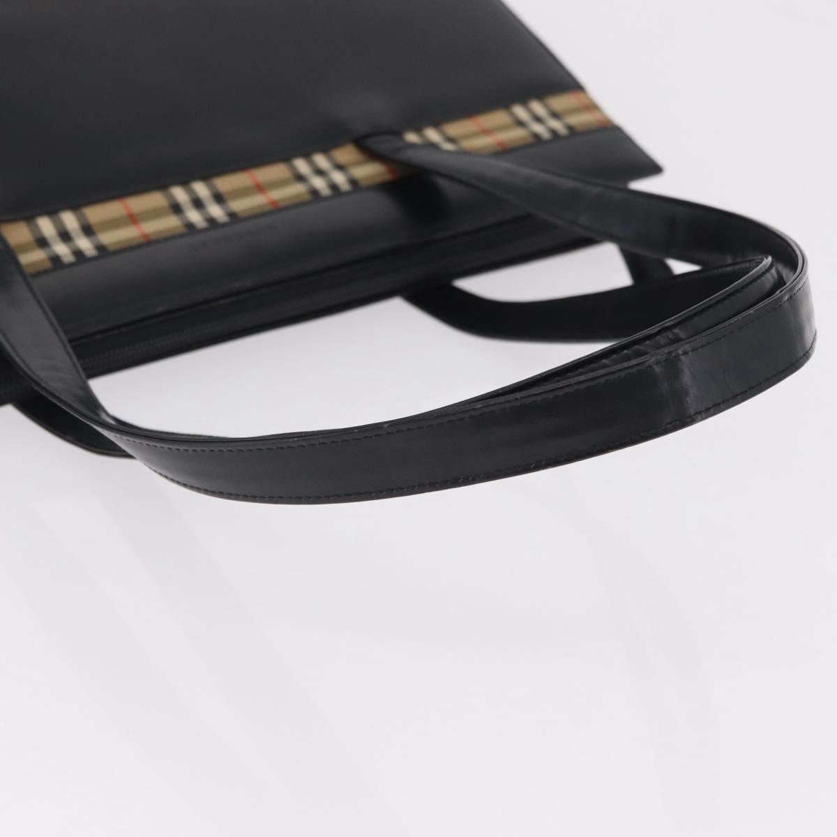BURBERRY Tote Bag Leather Black Silver