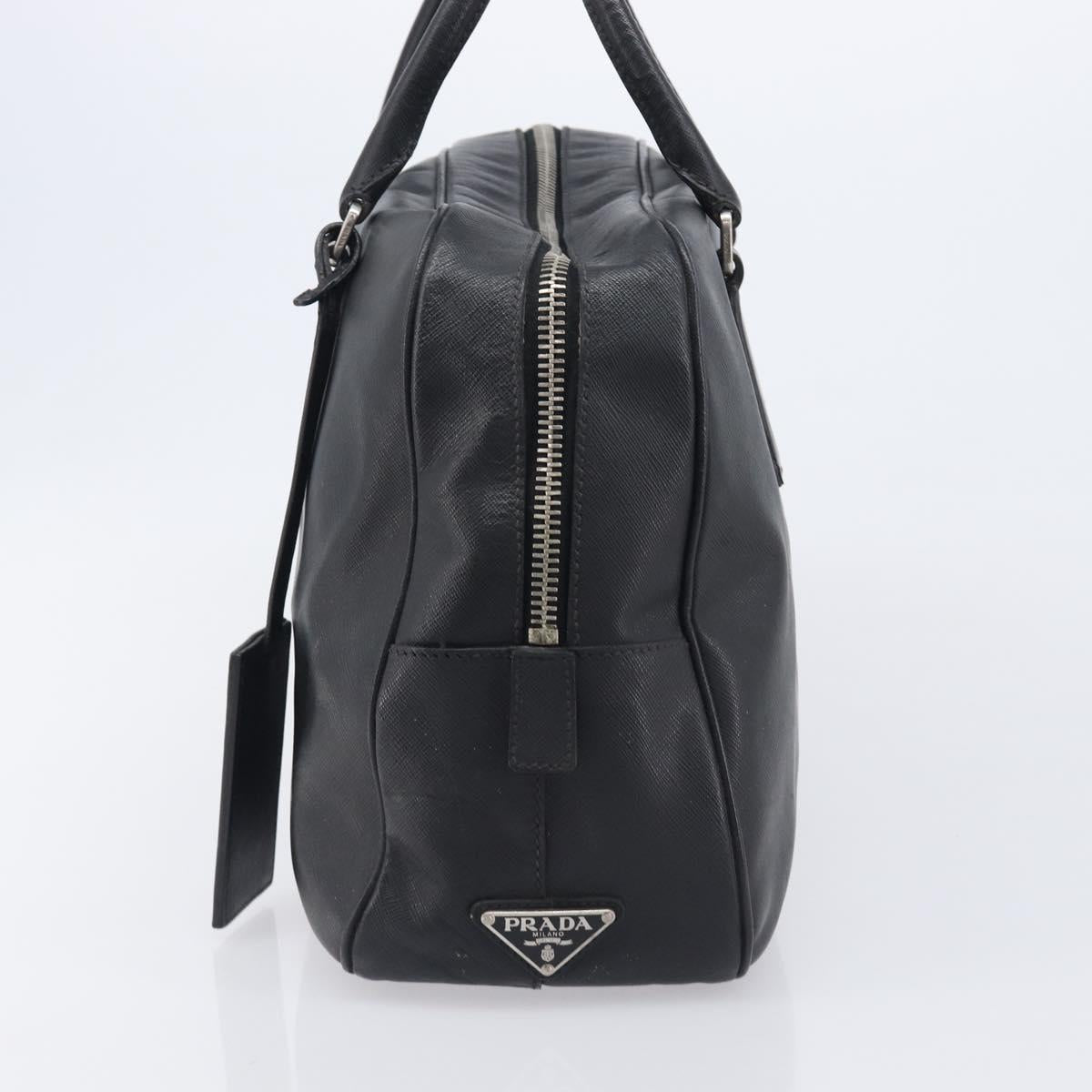 PRADA Hand Bag Saffiano leather Black Silver