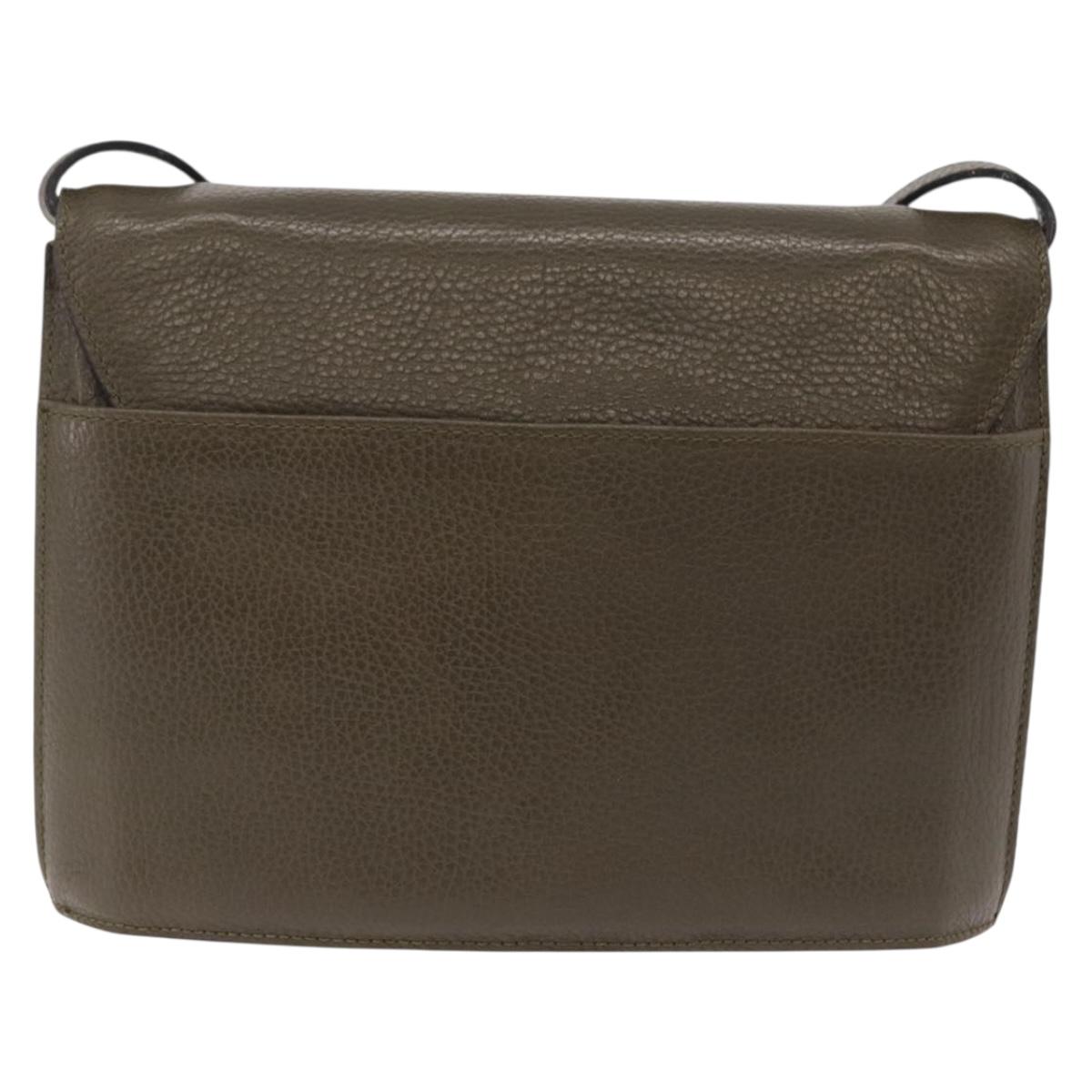 CELINE Shoulder Bag Leather Khaki Gold