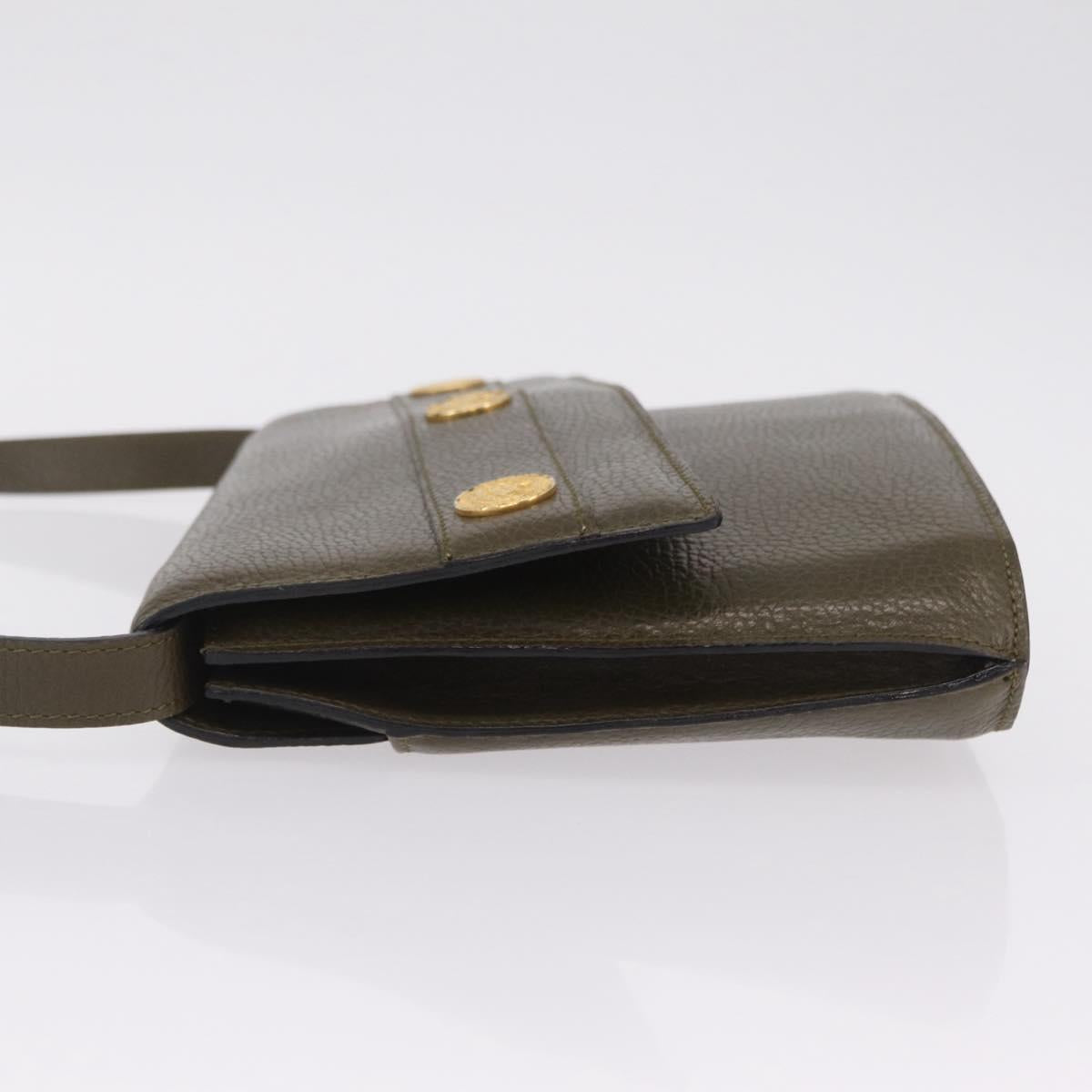 CELINE Shoulder Bag Leather Khaki Gold