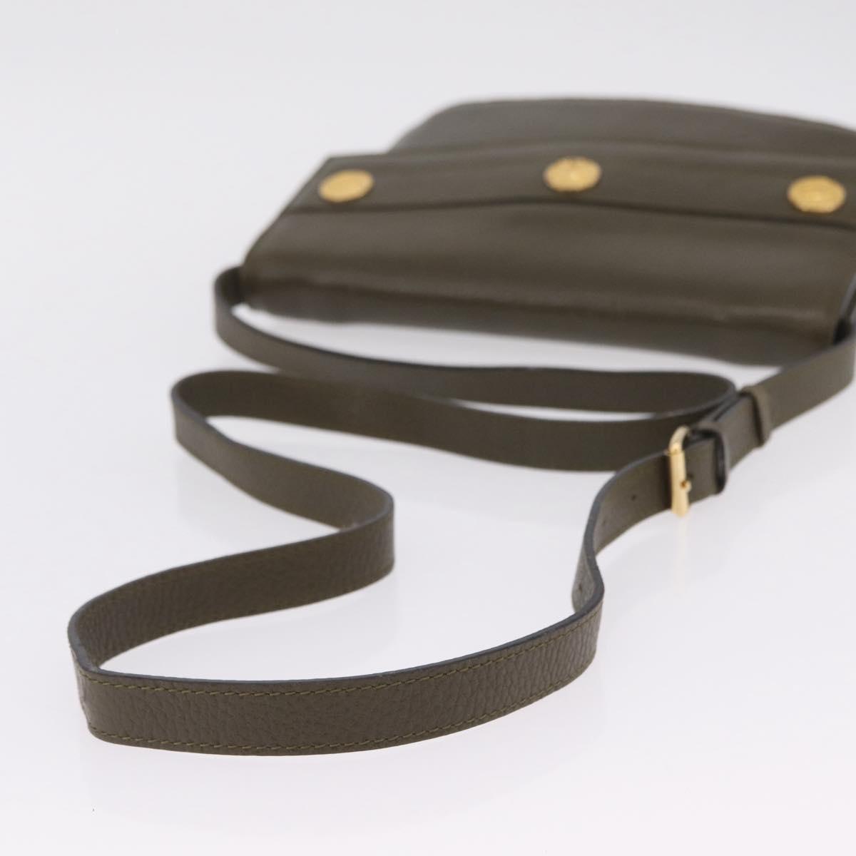 CELINE Shoulder Bag Leather Khaki Gold