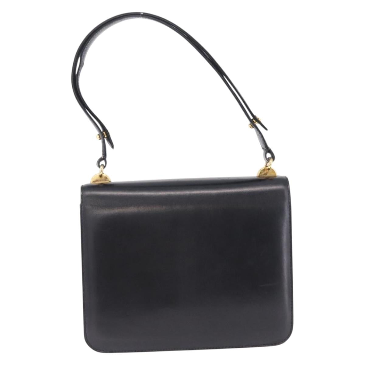 GUCCI Interlocking Shoulder Bag Leather Black Gold