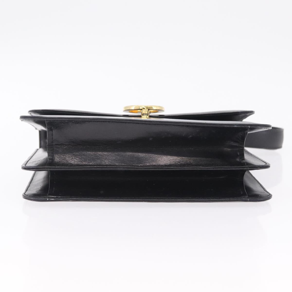 GUCCI Interlocking Shoulder Bag Leather Black Gold
