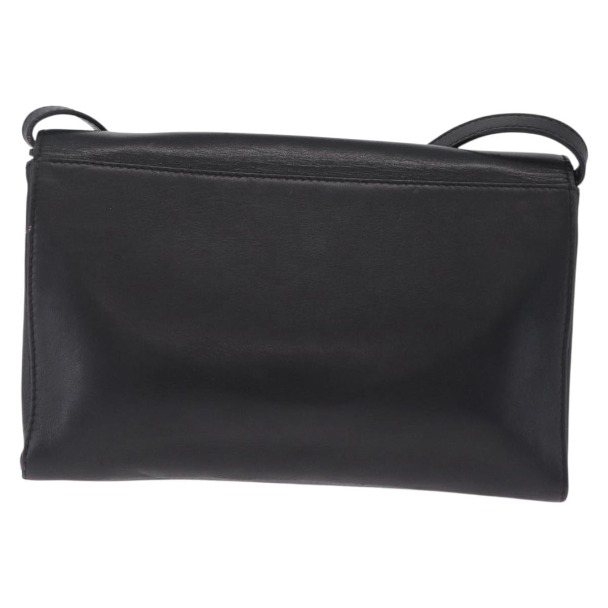 CELINE Shoulder Bag Leather Black Silver