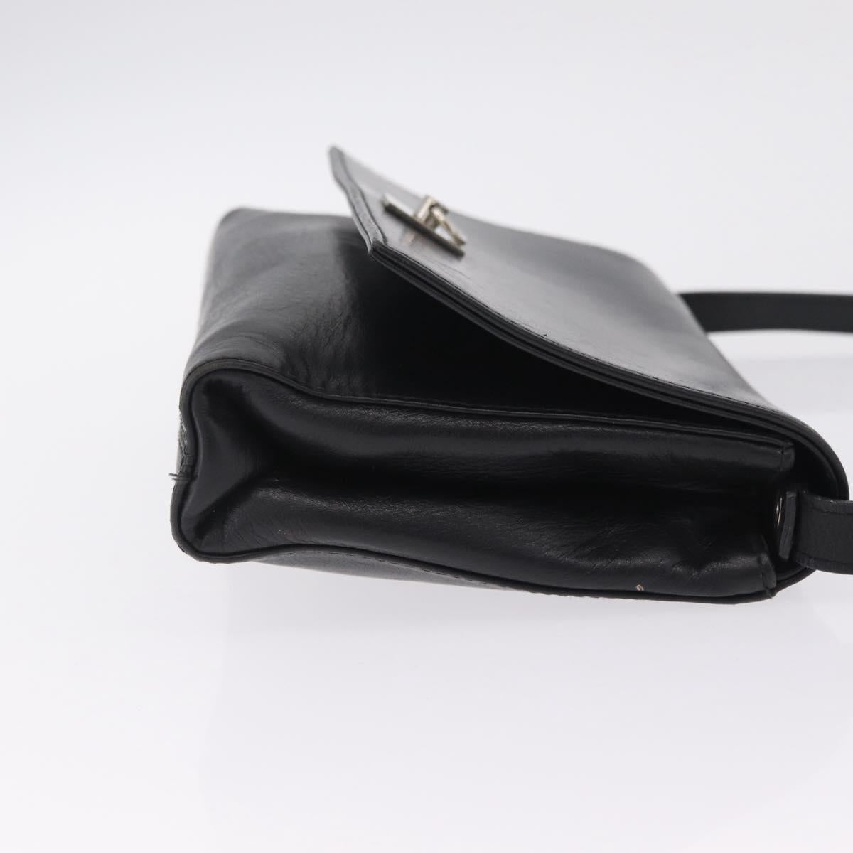 CELINE Shoulder Bag Leather Black Silver