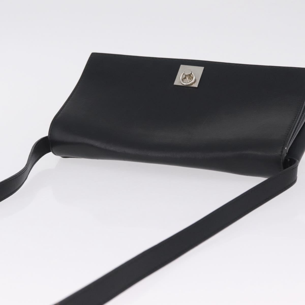 CELINE Shoulder Bag Leather Black Silver