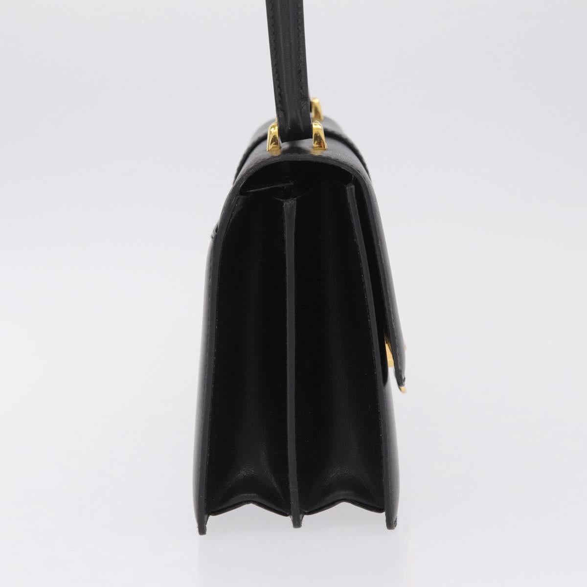 CELINE Hand Bag Leather Black Gold