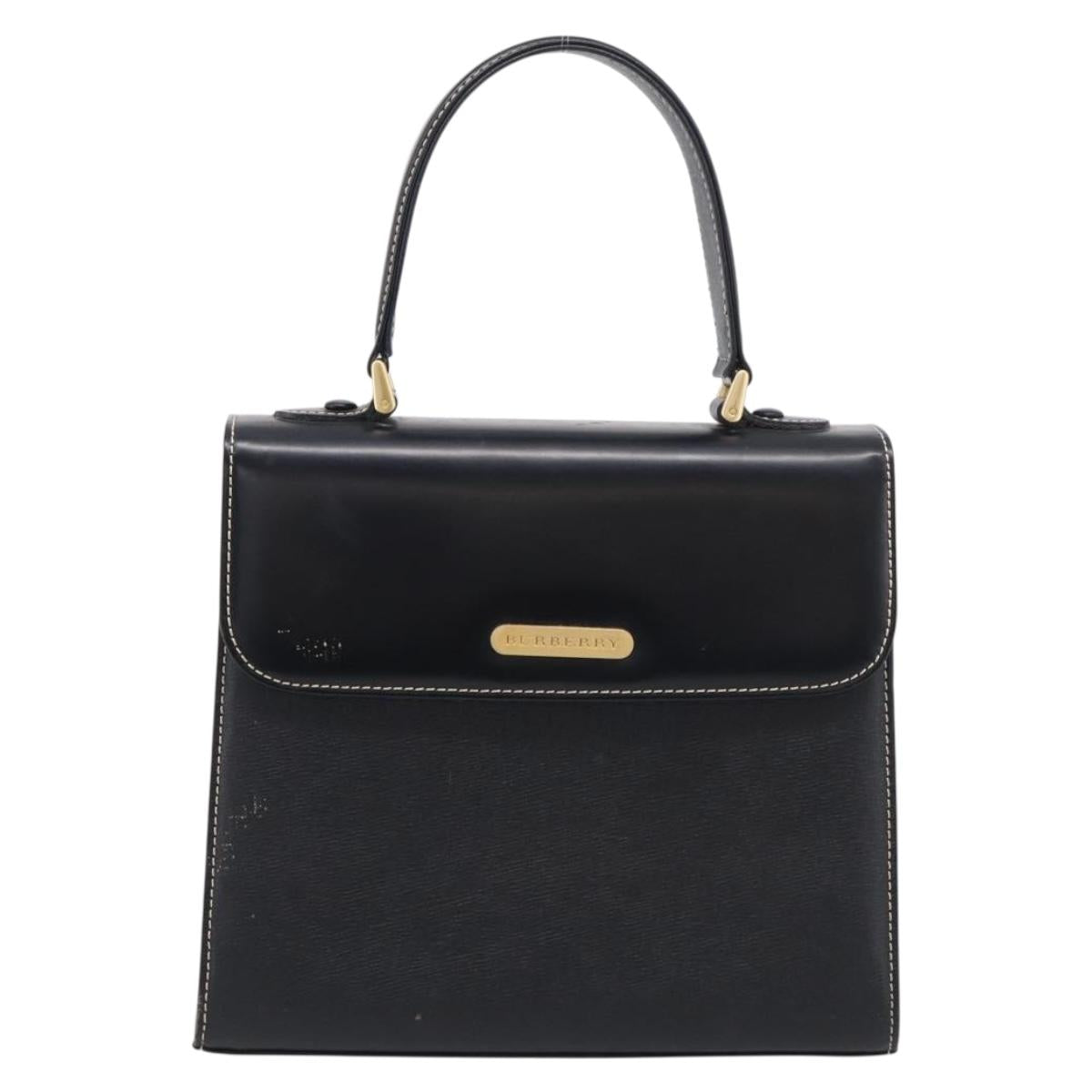 BURBERRY Hand Bag Leather Black Gold