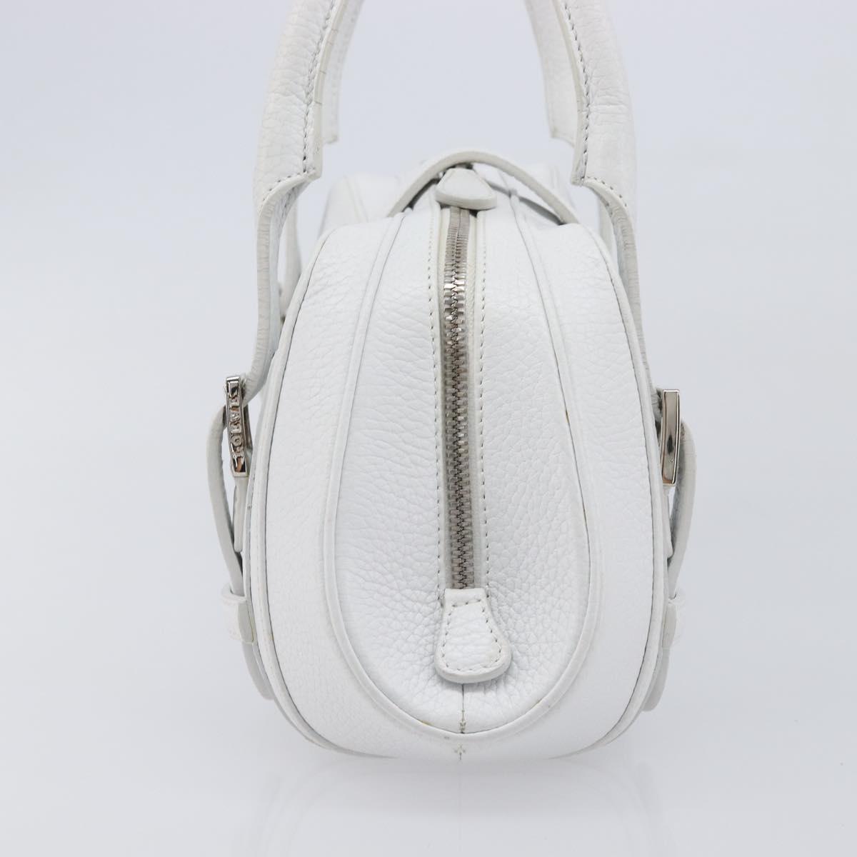 LOEWE Sender Hand Bag Leather White Silver