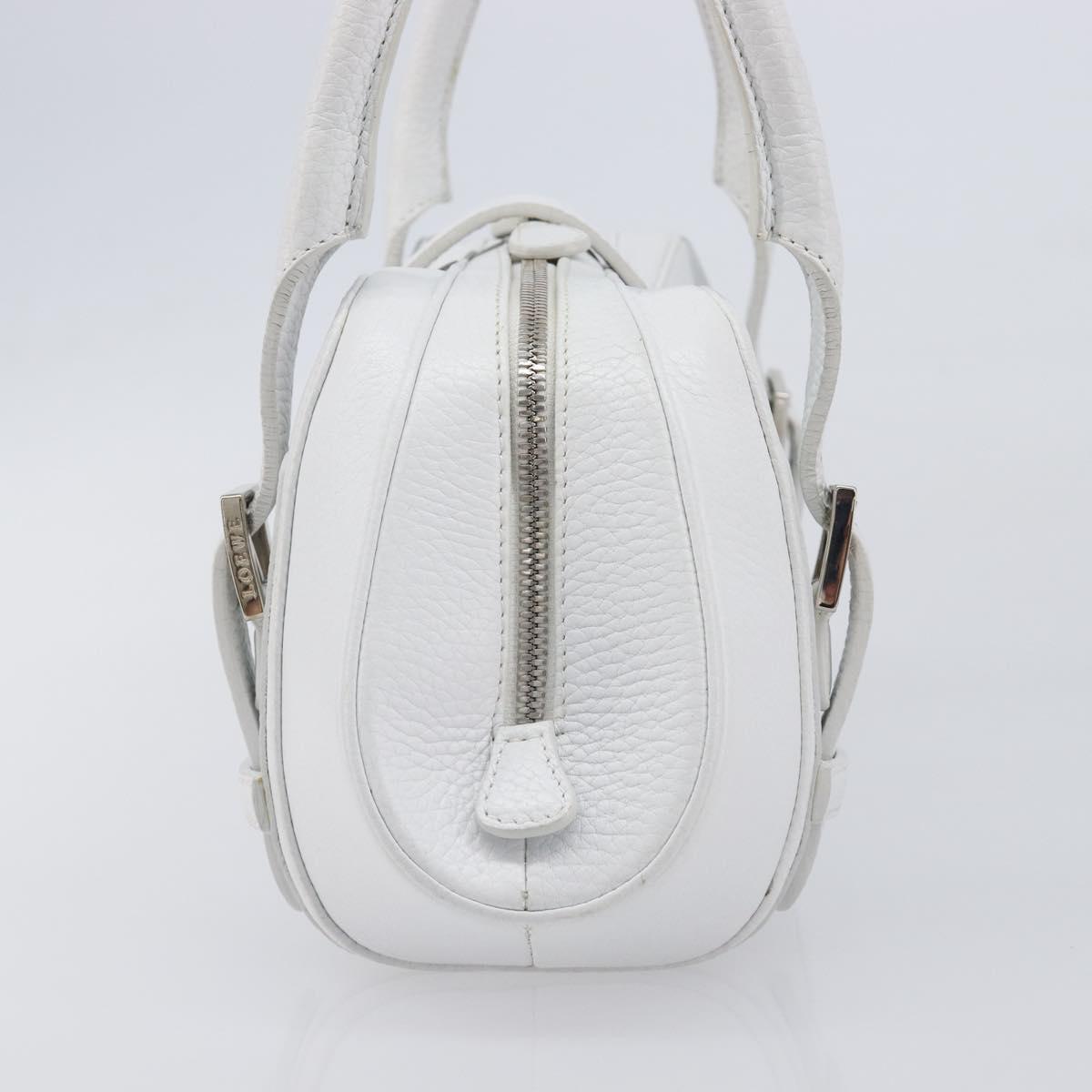 LOEWE Sender Hand Bag Leather White Silver