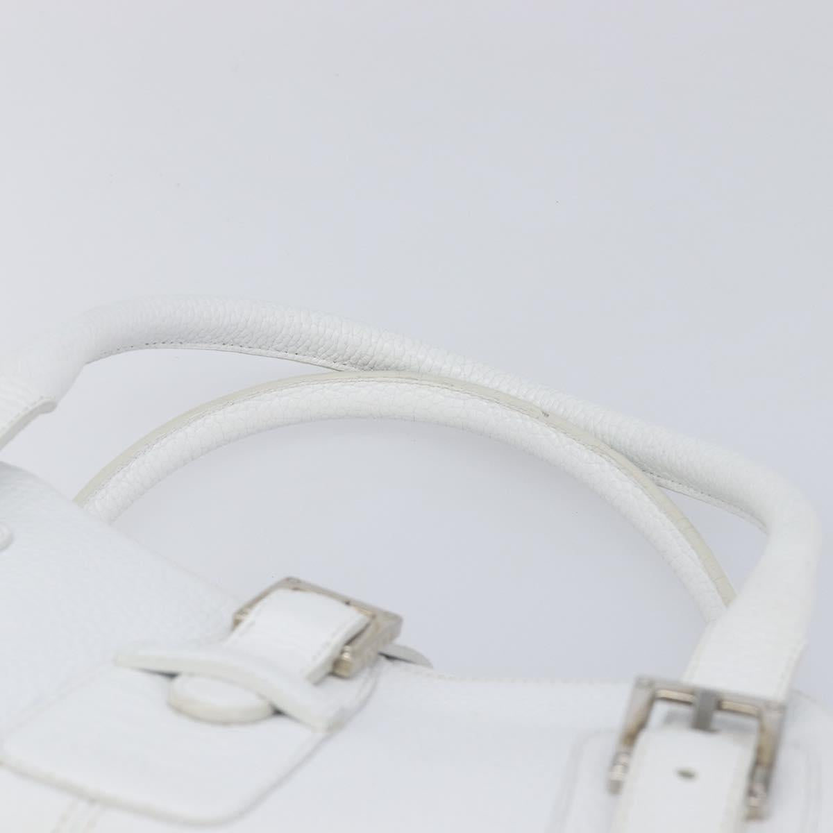 LOEWE Sender Hand Bag Leather White Silver