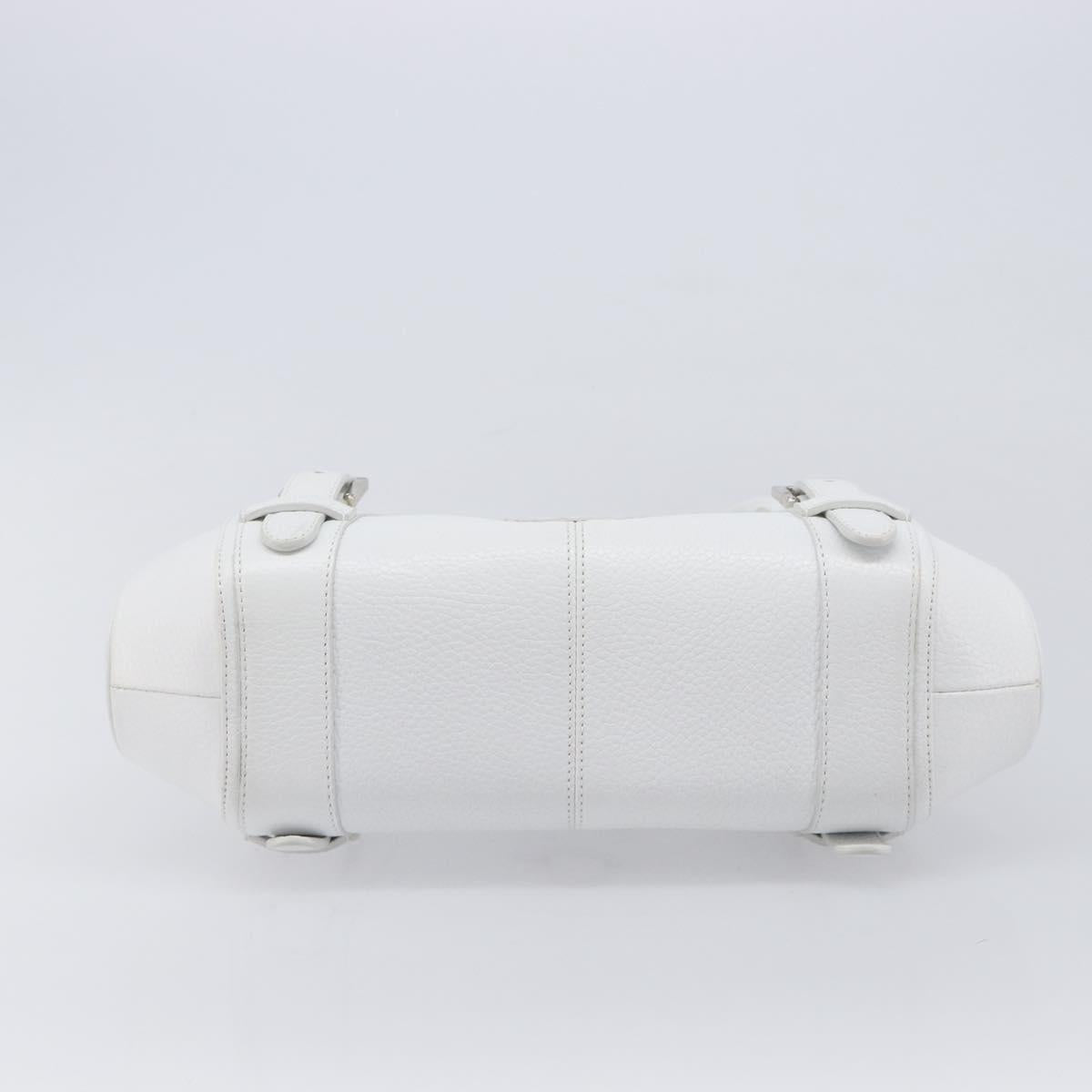 LOEWE Sender Hand Bag Leather White Silver