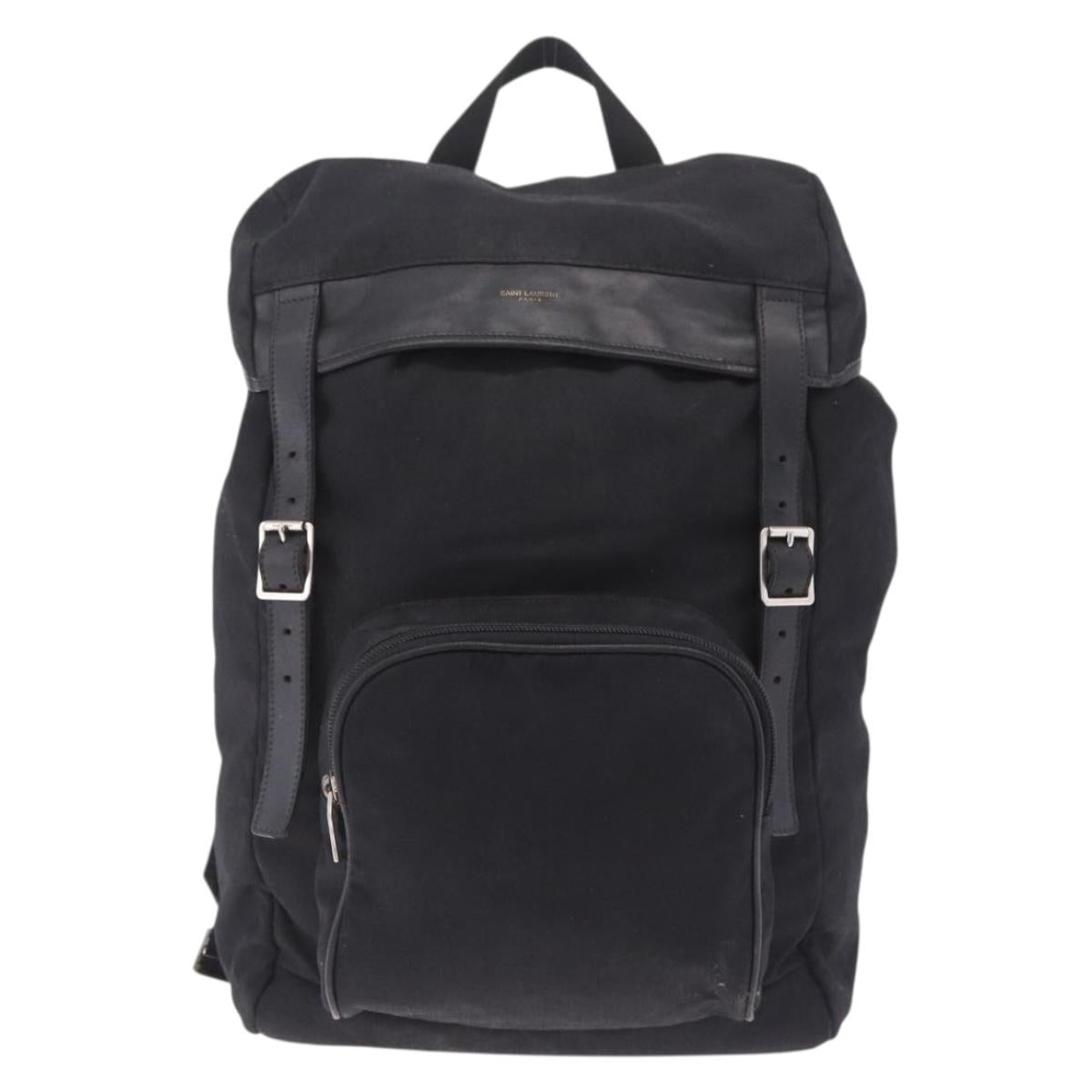 Saint Laurent Backpack Canvas Black Silver