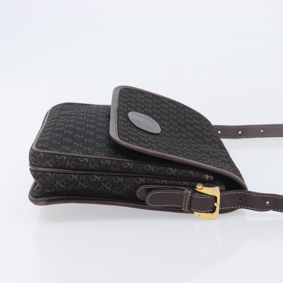 LOEWE Shoulder Bag Canvas Dark Brown Gold