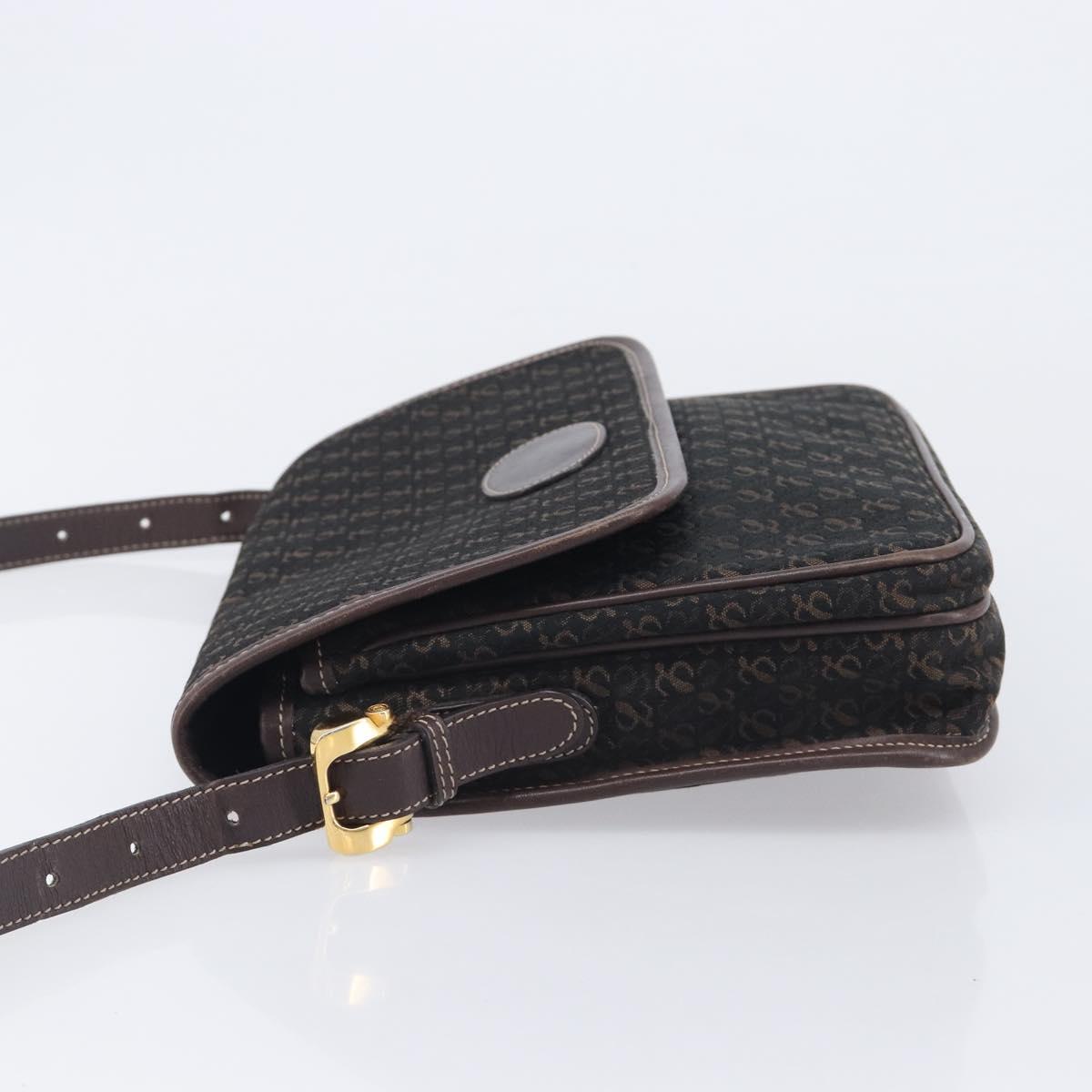 LOEWE Shoulder Bag Canvas Dark Brown Gold