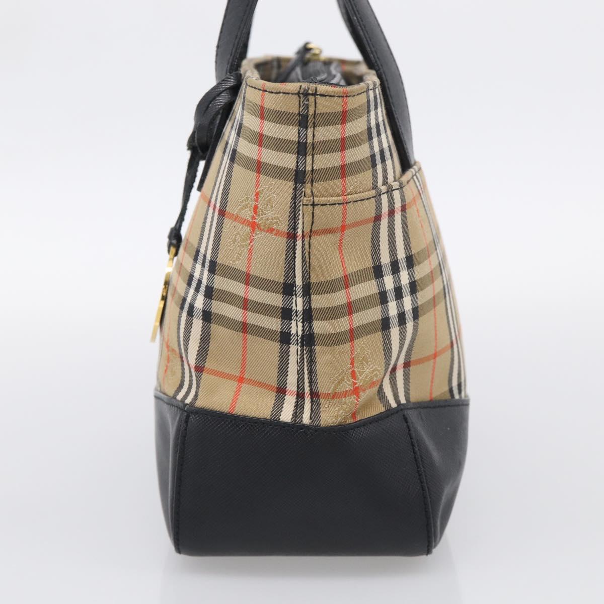 BURBERRY Nova Check Hand Bag Canvas Beige Gold