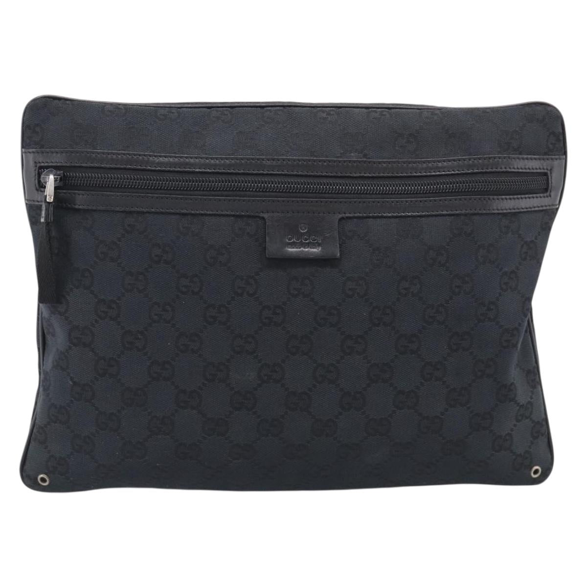 GUCCI GG Canvas Shoulder Bag Black Silver 90476