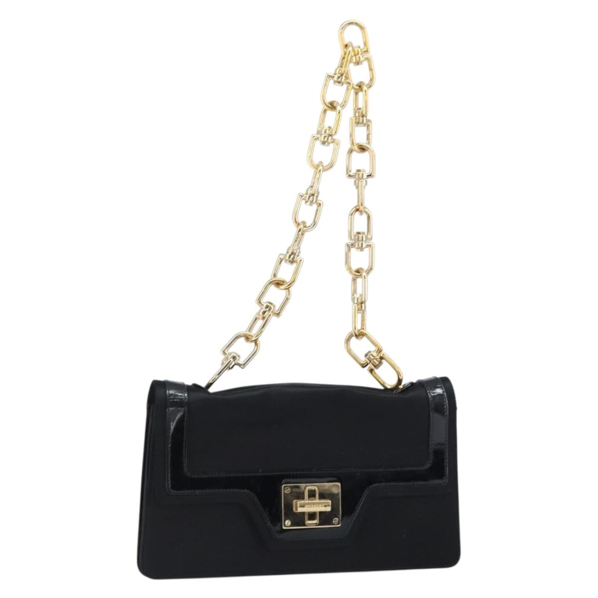 GIVENCHY Chain Shoulder Bag Satin Black Gold