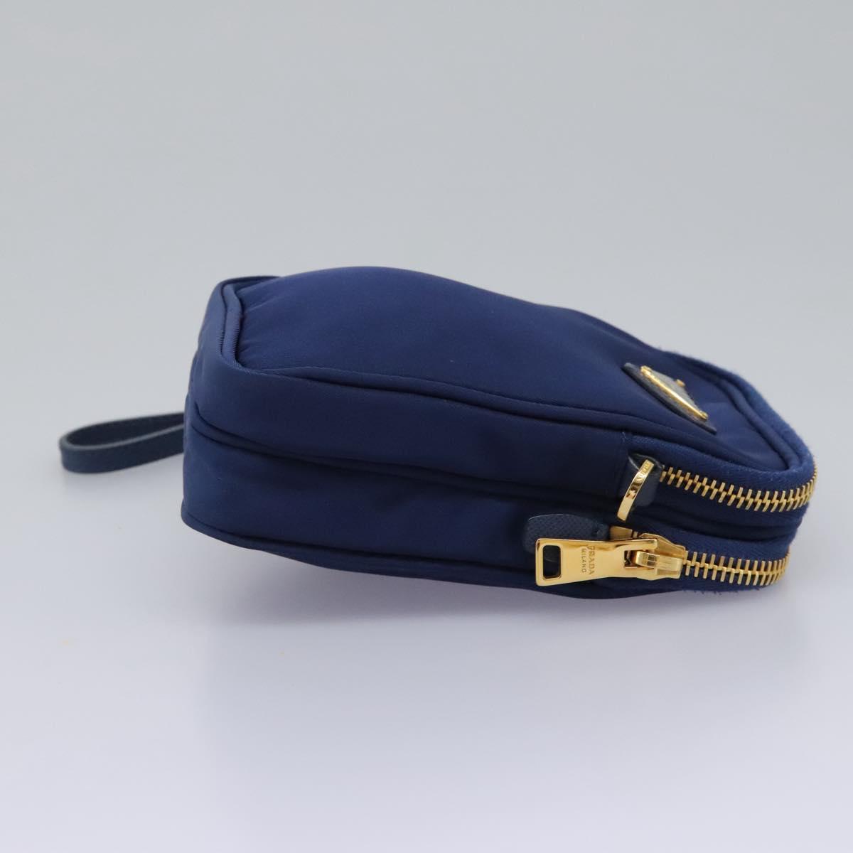 PRADA Shoulder Bag Nylon Blue Gold