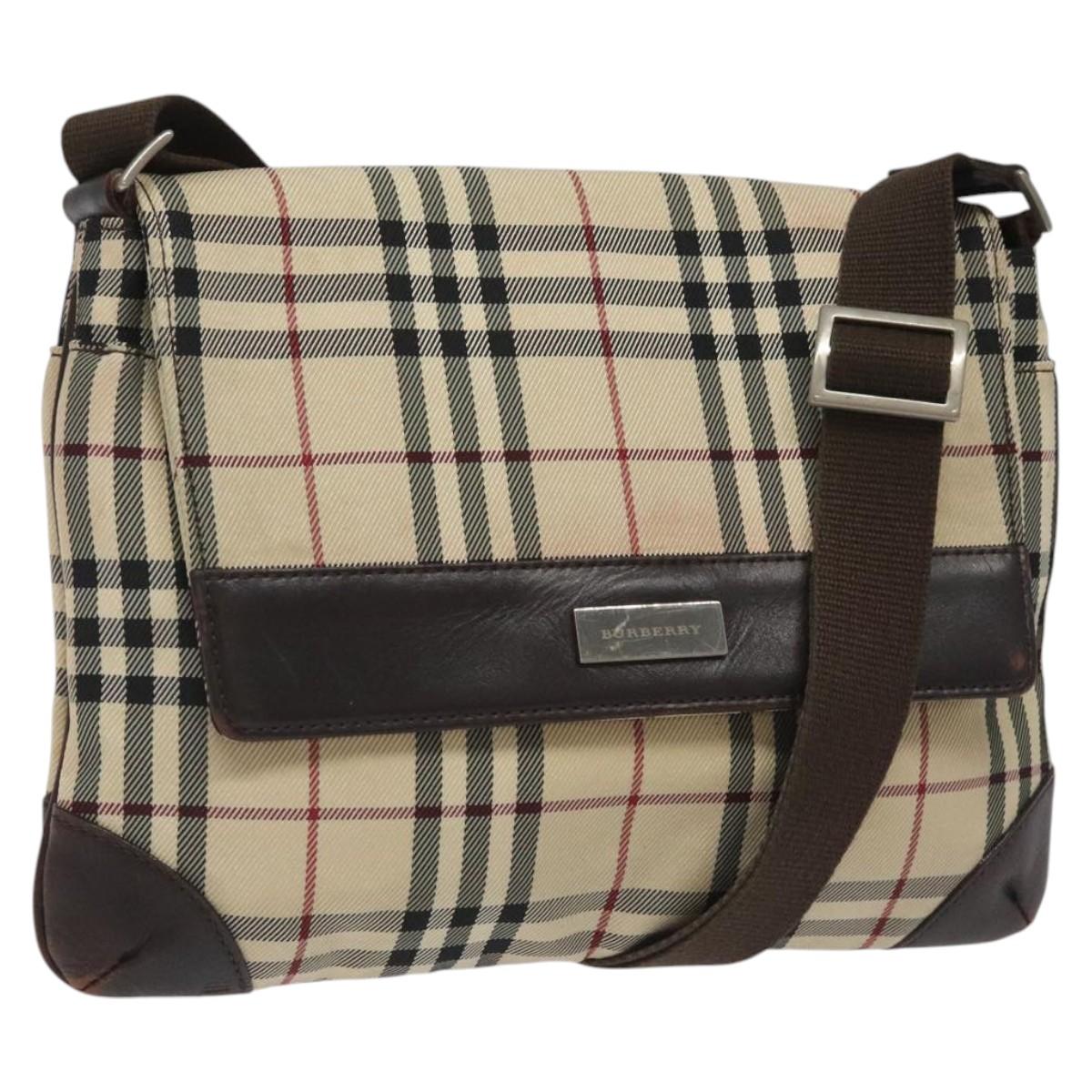 BURBERRY Nova Check Shoulder Bag Canvas Beige