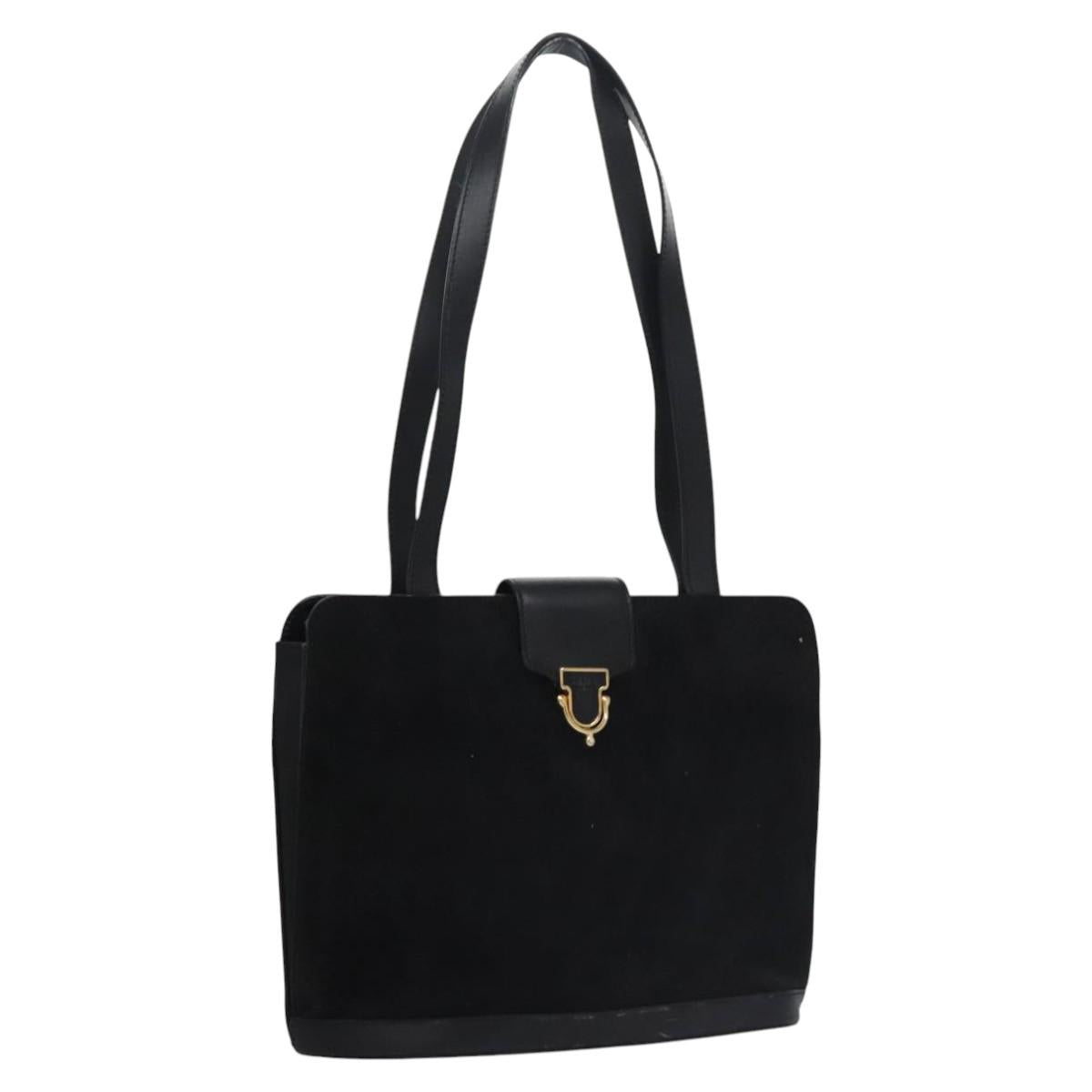 CELINE Shoulder Bag Suede Black