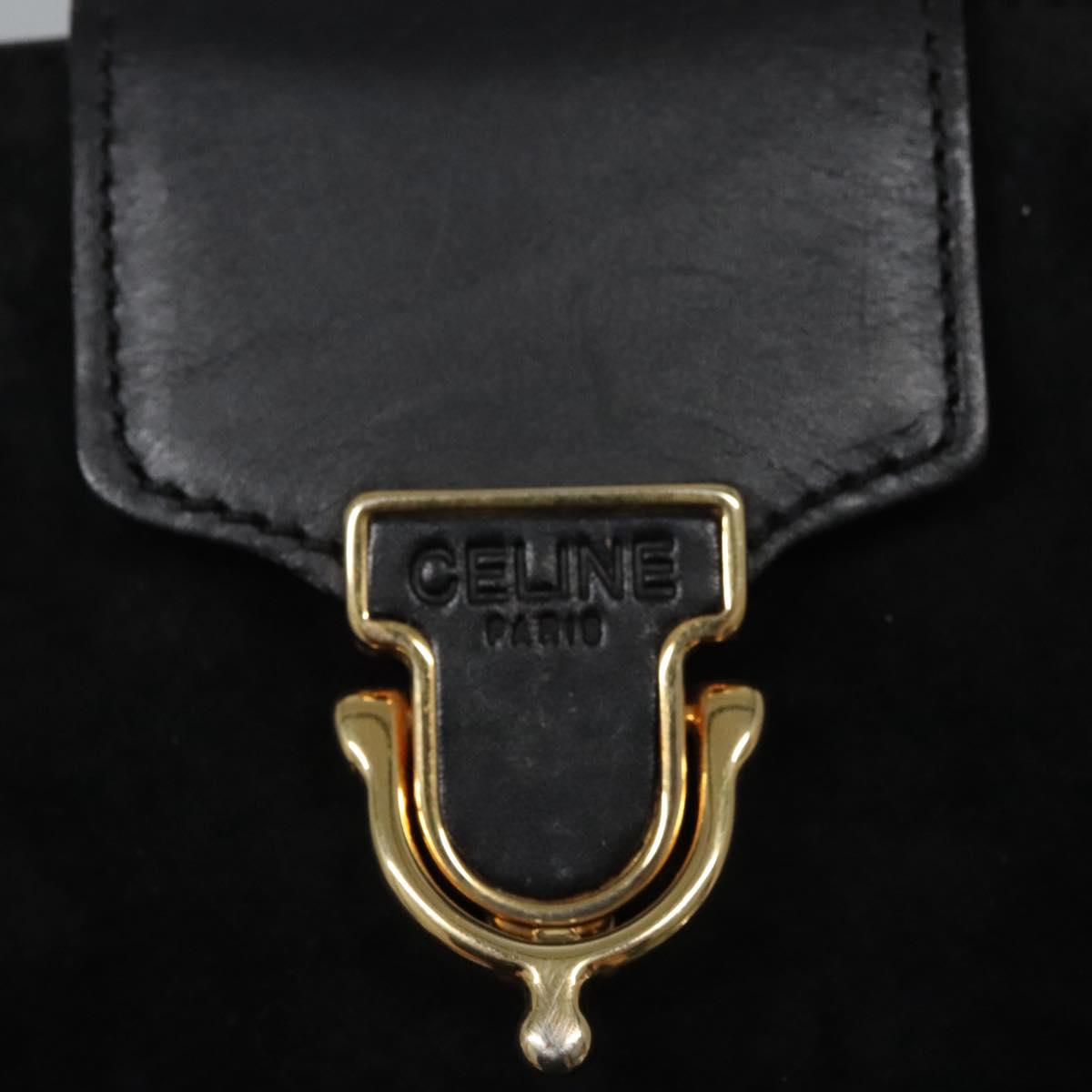 CELINE Shoulder Bag Suede Black