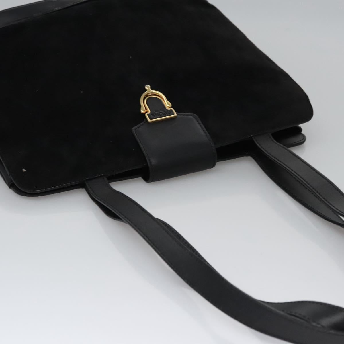 CELINE Shoulder Bag Suede Black