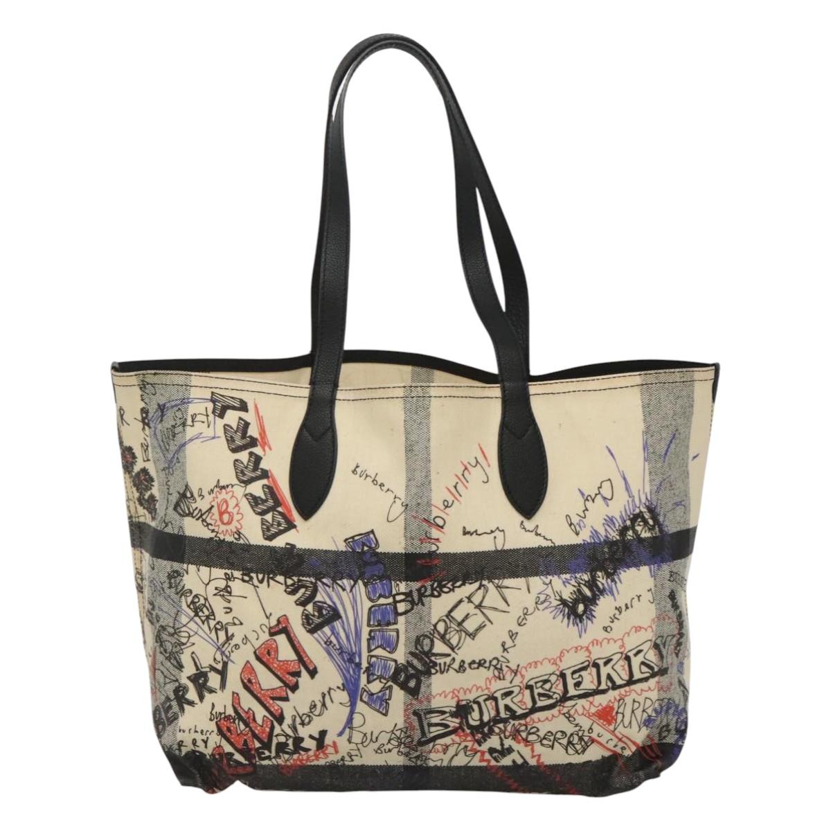 BURBERRY Tote Bag Coated Canvas White