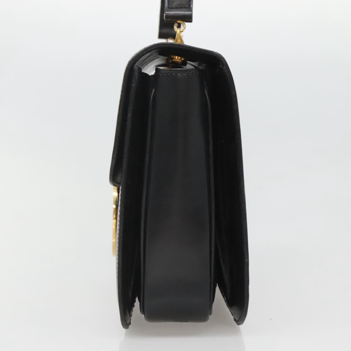 CELINE Circle Hand Bag Leather Black Gold