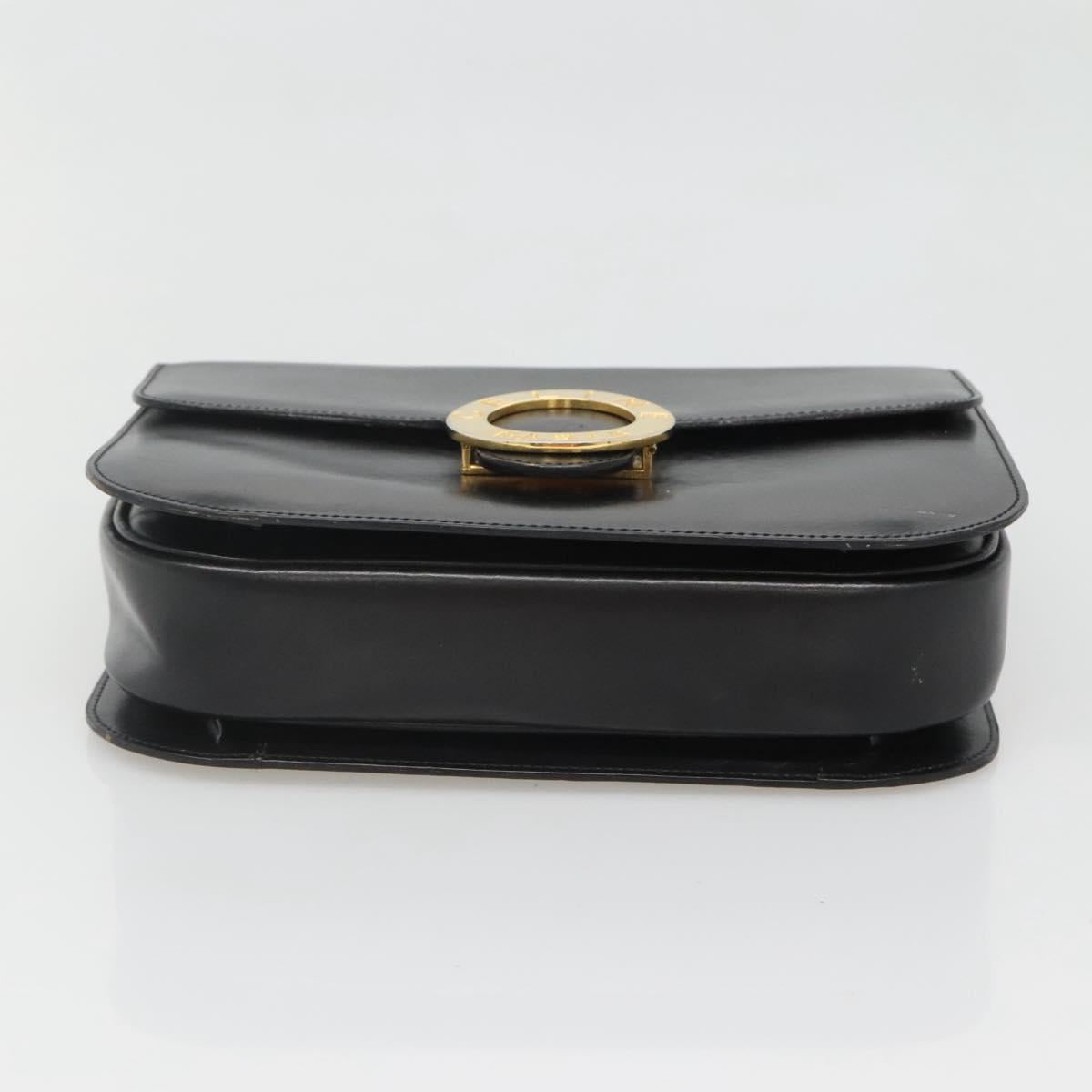 CELINE Circle Hand Bag Leather Black Gold