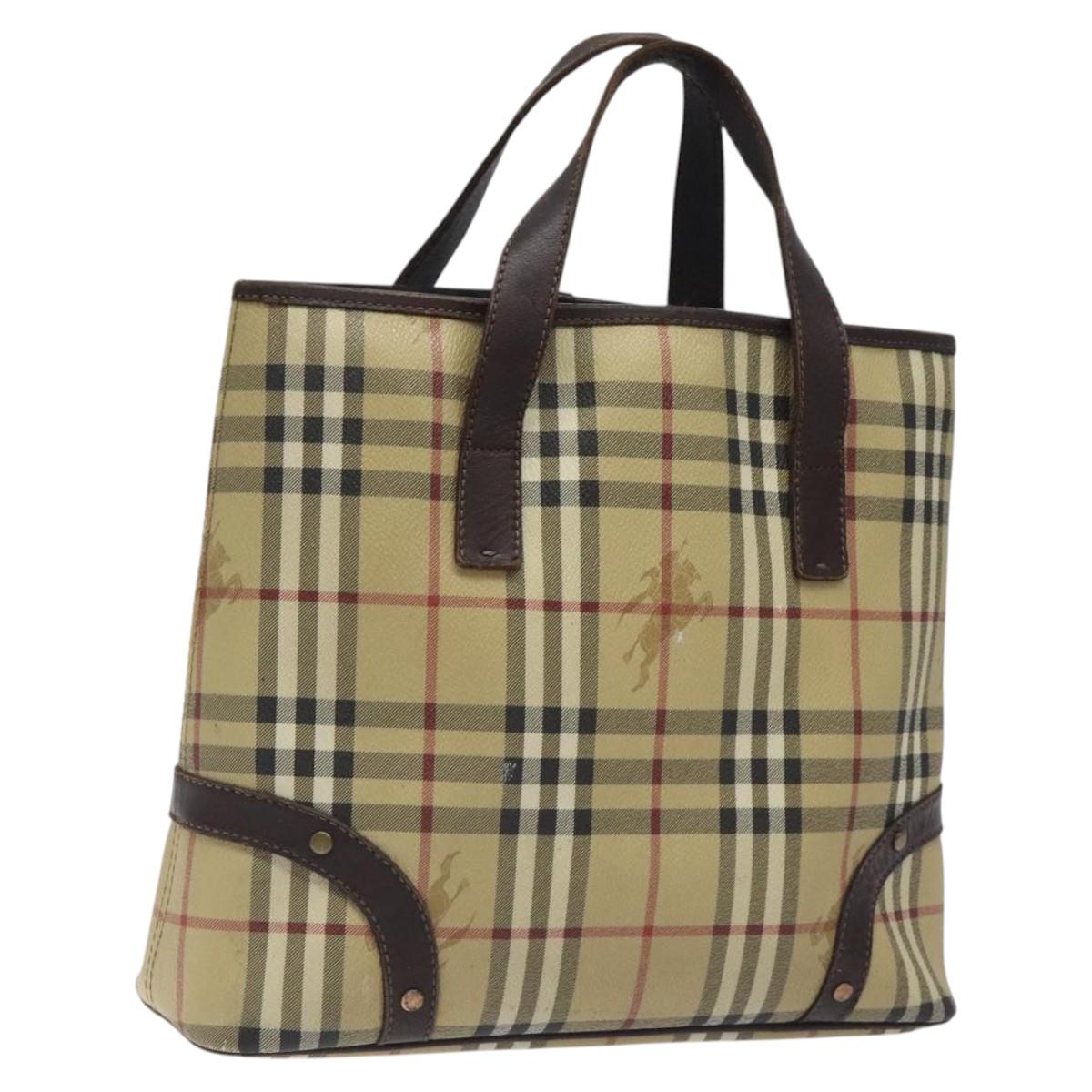 BURBERRY Nova Check Hand Bag PVC Beige