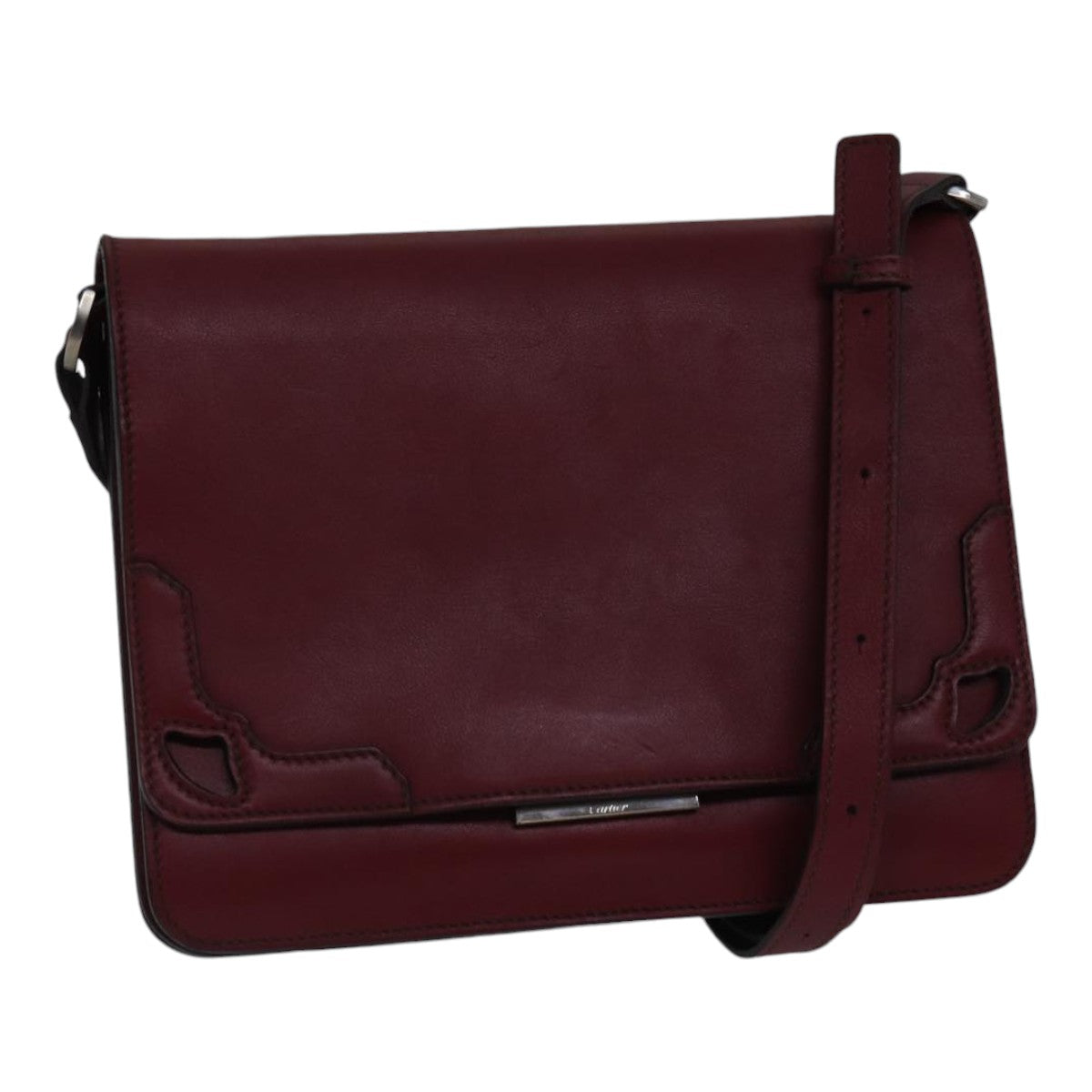 CARTIER Shoulder Bag Leather Bordeaux