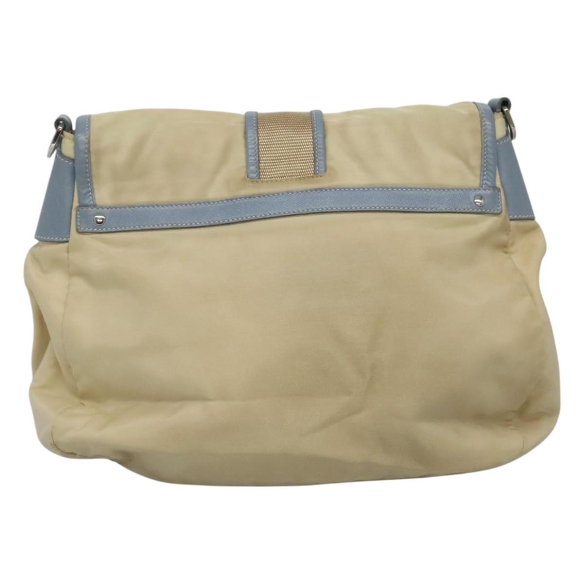 PRADA Shoulder Bag Nylon Leather Beige