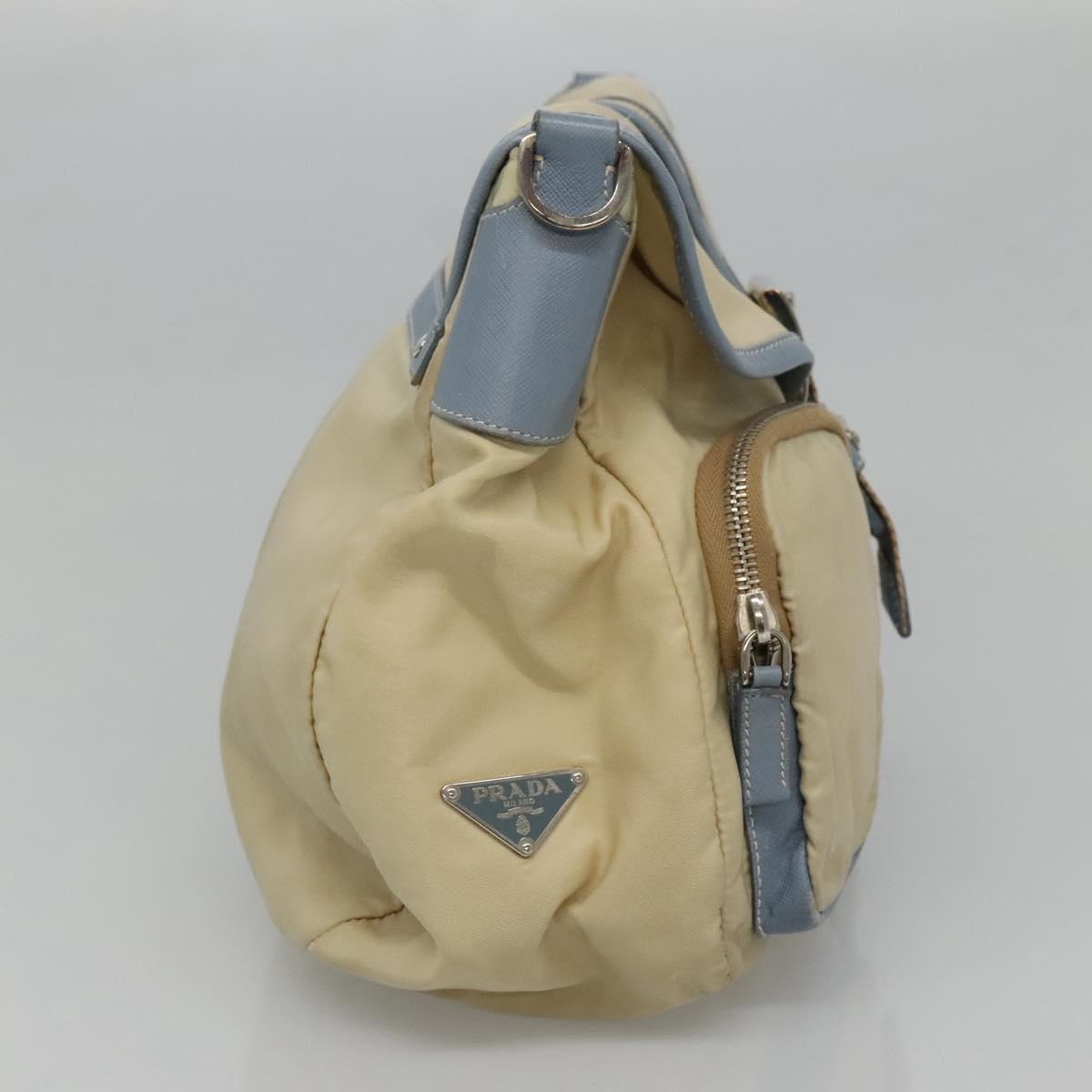 PRADA Shoulder Bag Nylon Leather Beige