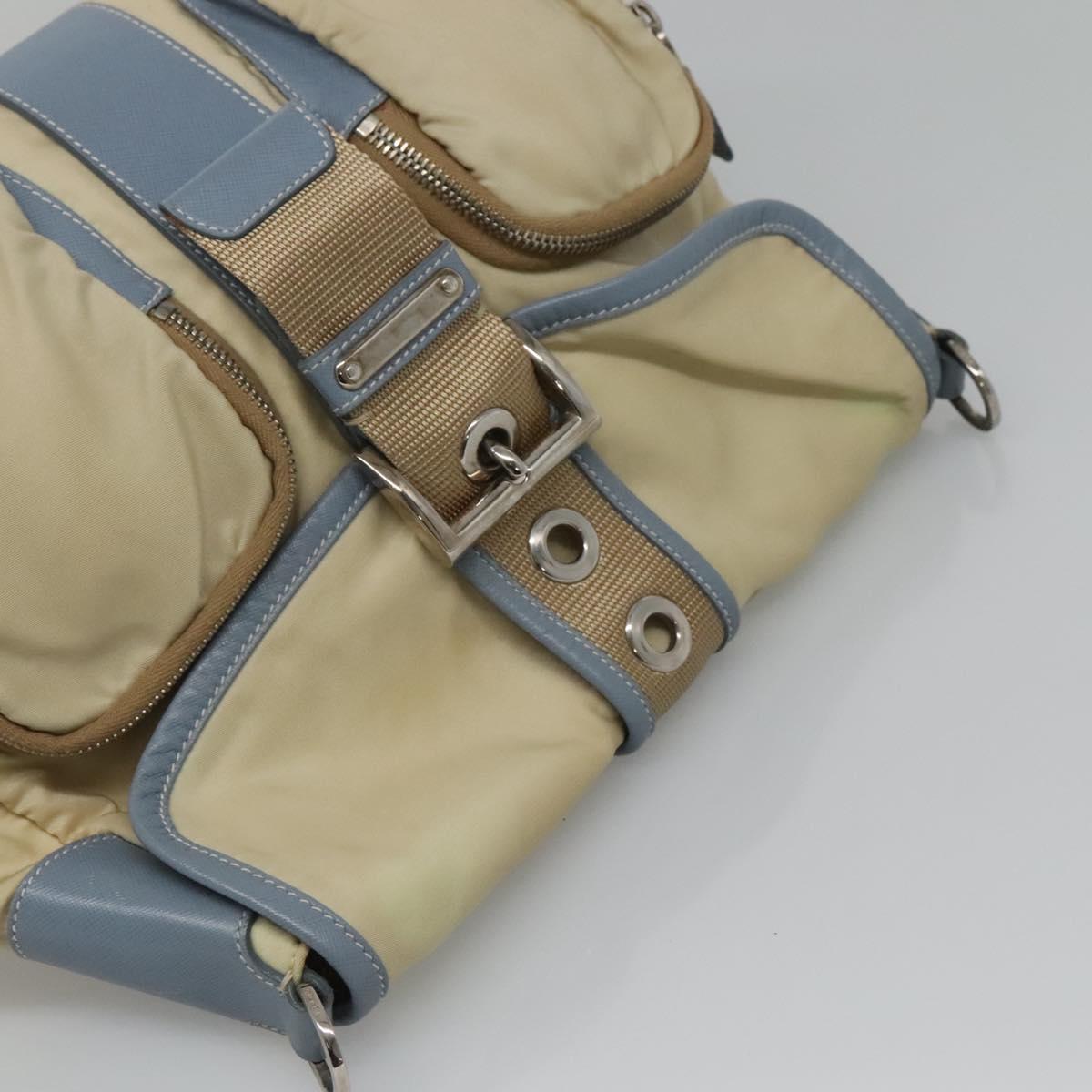 PRADA Shoulder Bag Nylon Leather Beige