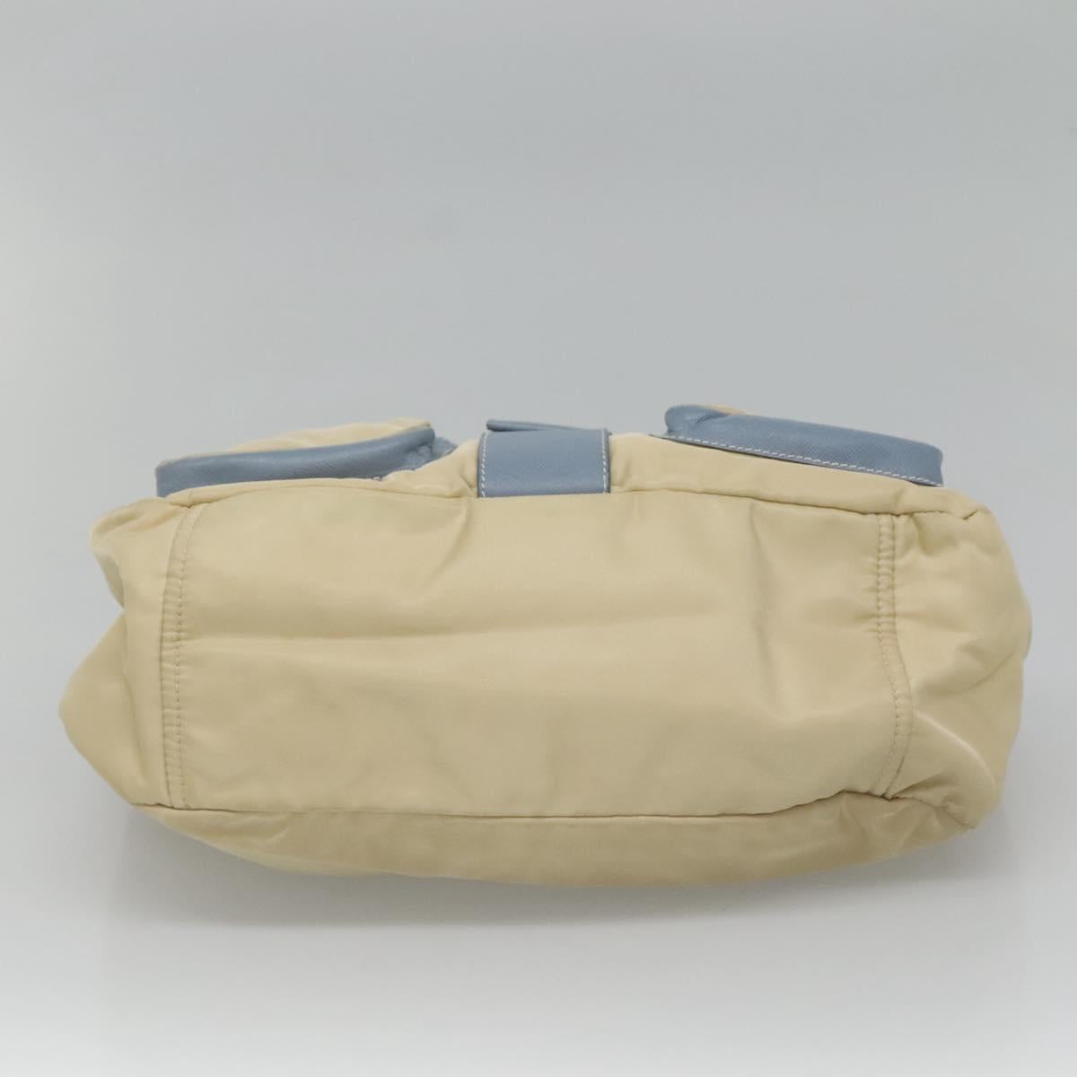 PRADA Shoulder Bag Nylon Leather Beige